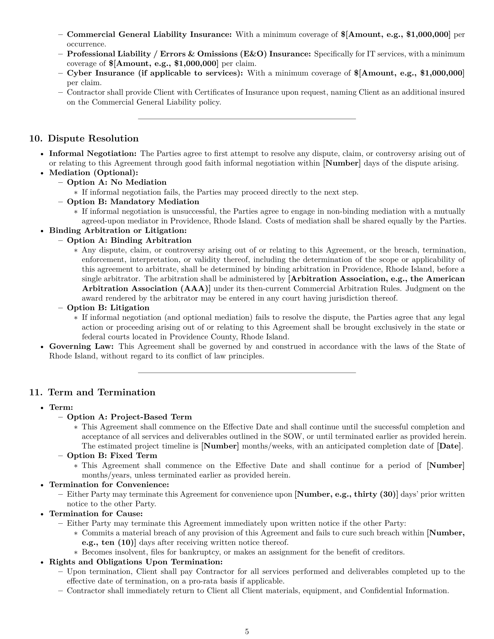 Preview page 5 of Pro Rhode Island IT independent contractor agreement template