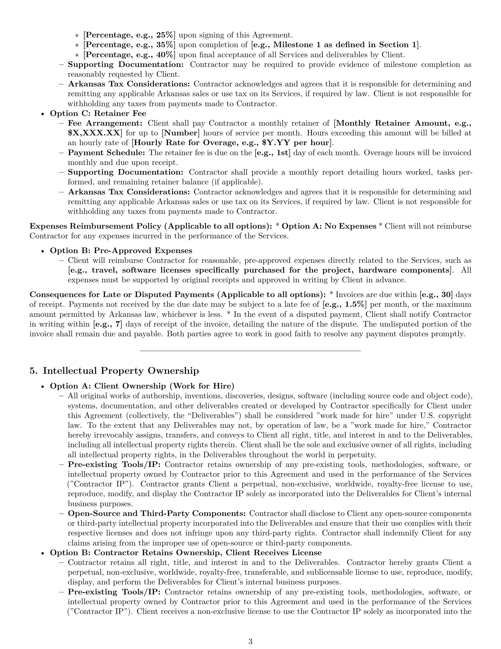 Preview page 3 of Pro Arkansas IT independent contractor agreement template