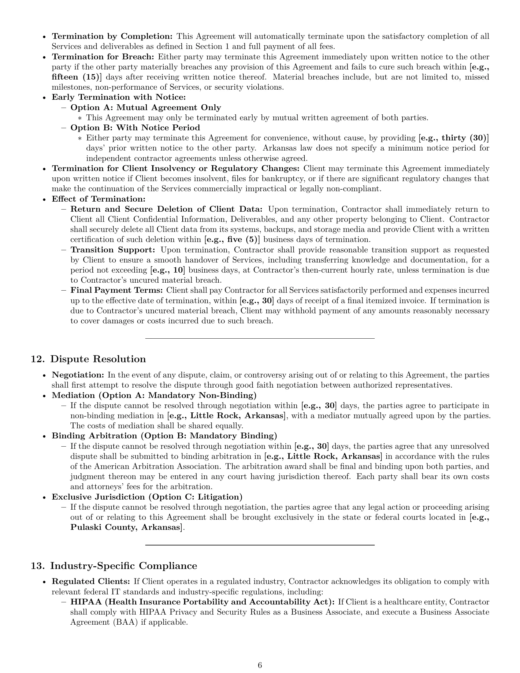 Preview page 6 of Pro Arkansas IT independent contractor agreement template