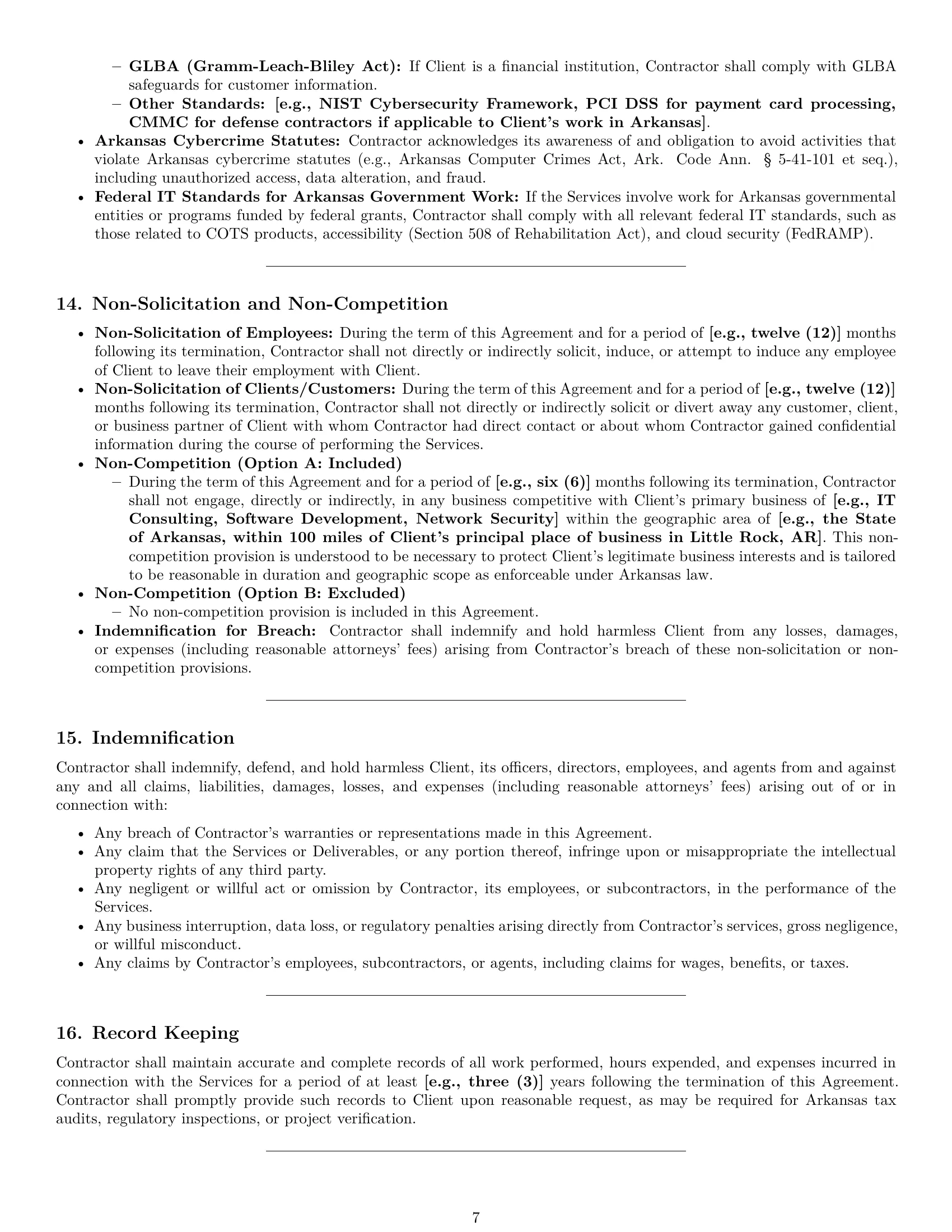 Preview page 7 of Pro Arkansas IT independent contractor agreement template