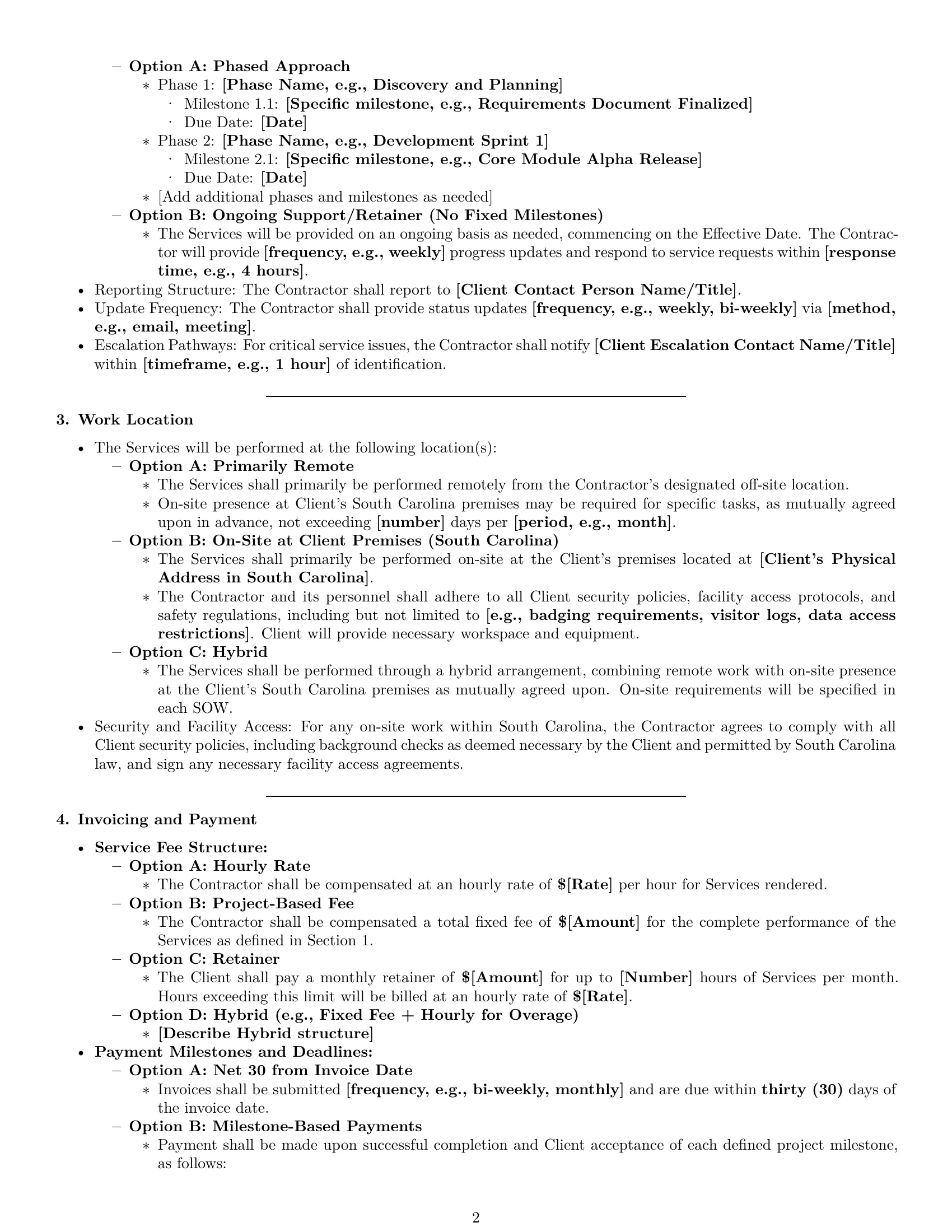 Preview page 2 of Pro South Carolina IT independent contractor agreement template