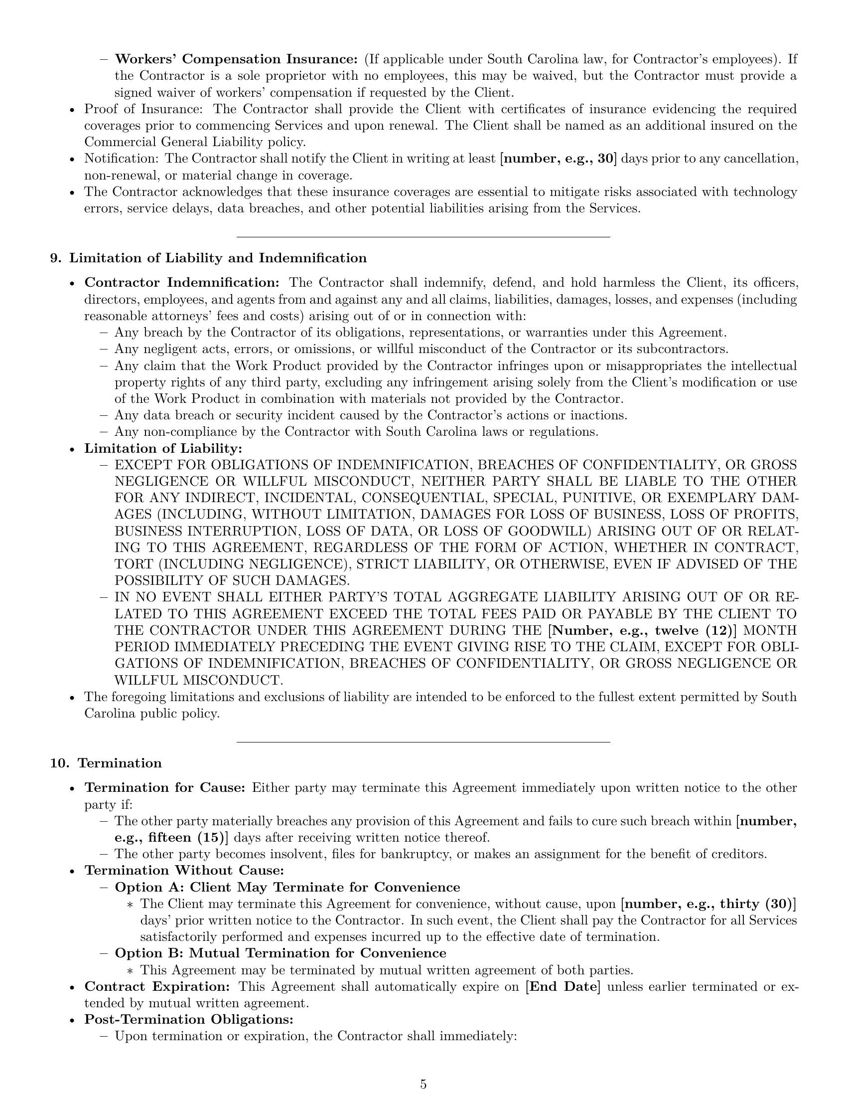 Preview page 5 of Pro South Carolina IT independent contractor agreement template