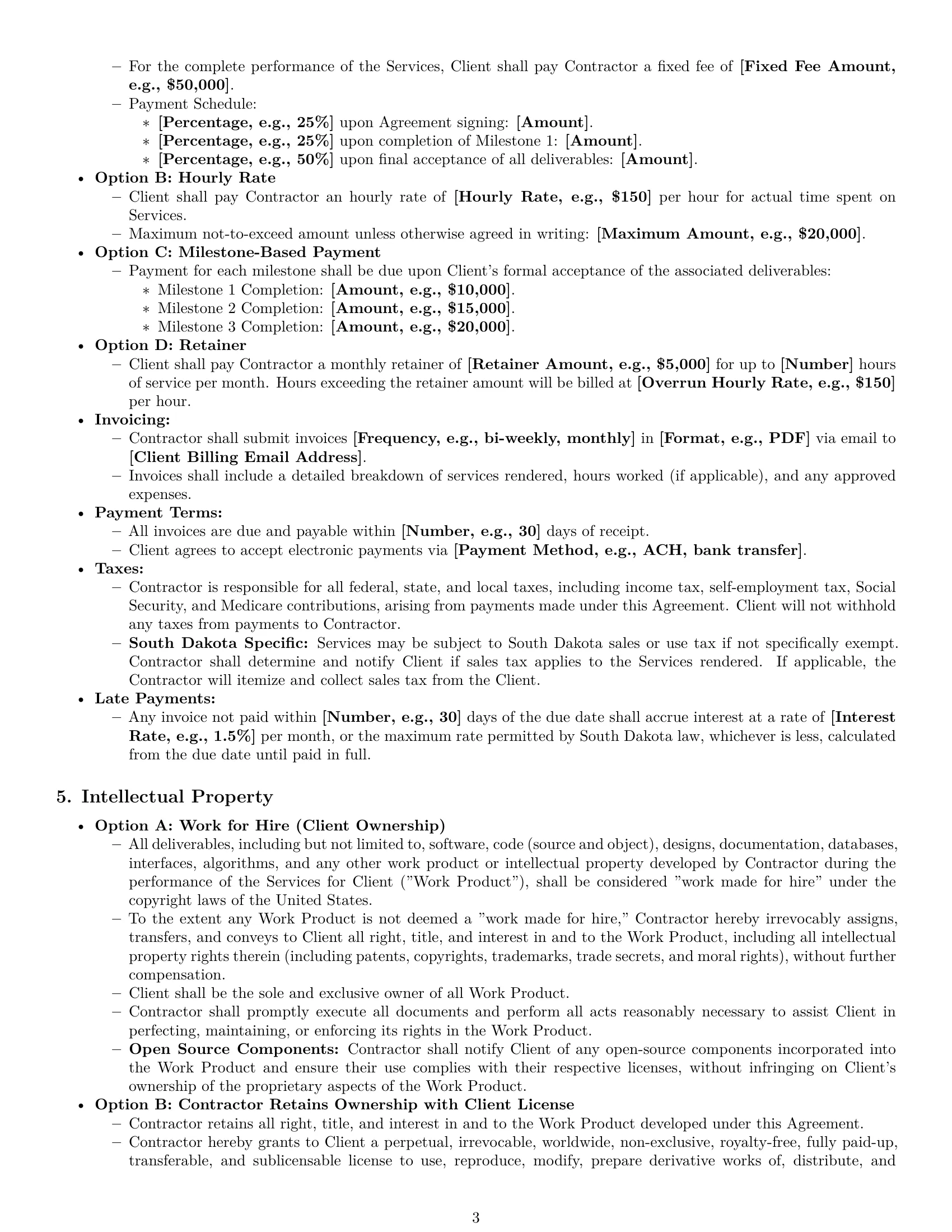 Preview page 3 of Pro South Dakota IT independent contractor agreement template