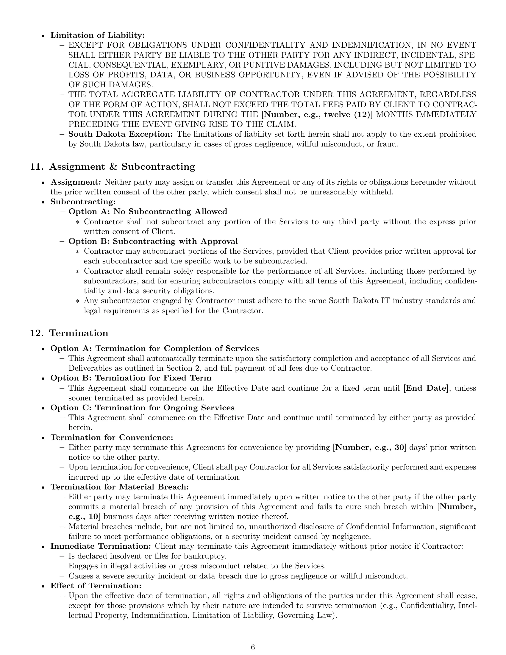 Preview page 6 of Pro South Dakota IT independent contractor agreement template