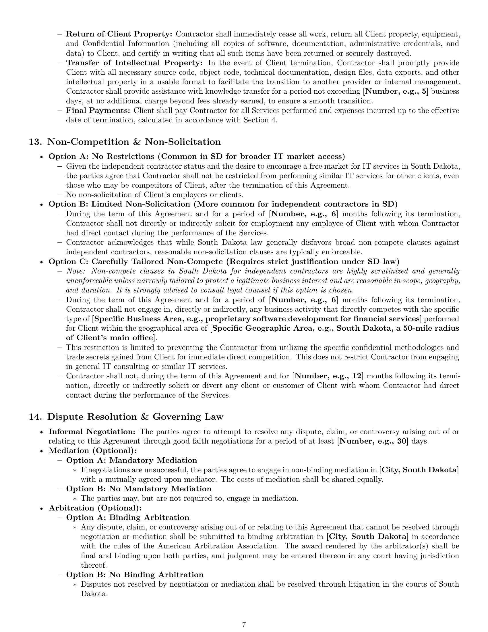 Preview page 7 of Pro South Dakota IT independent contractor agreement template