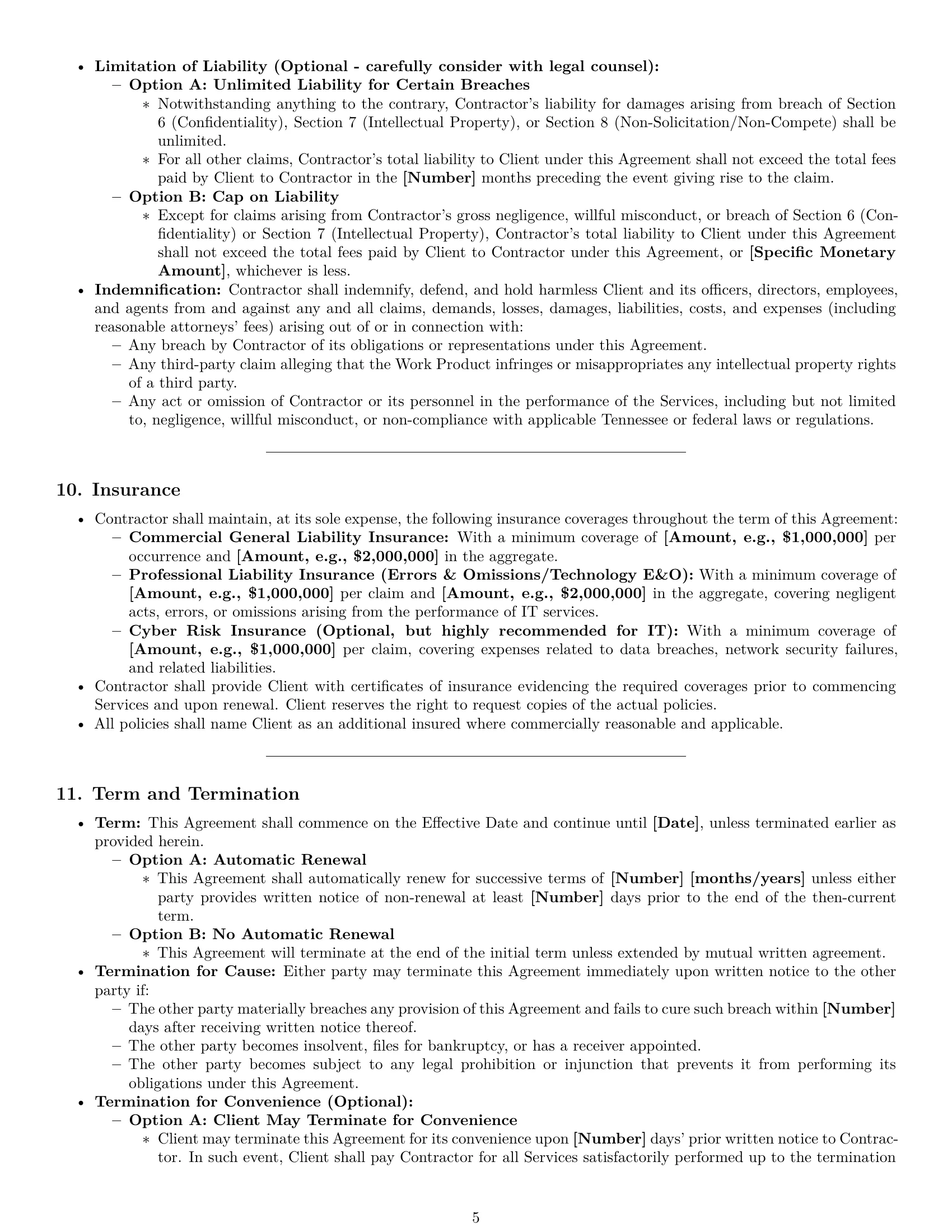 Preview page 5 of Pro Tennessee IT independent contractor agreement template