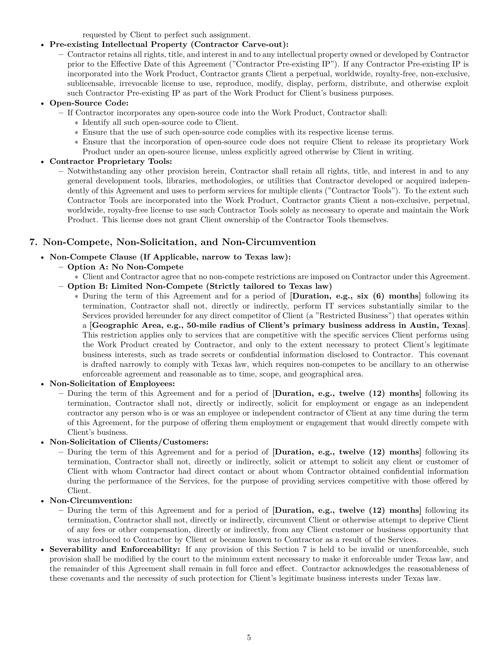 Preview page 5 of Pro Texas IT independent contractor agreement template