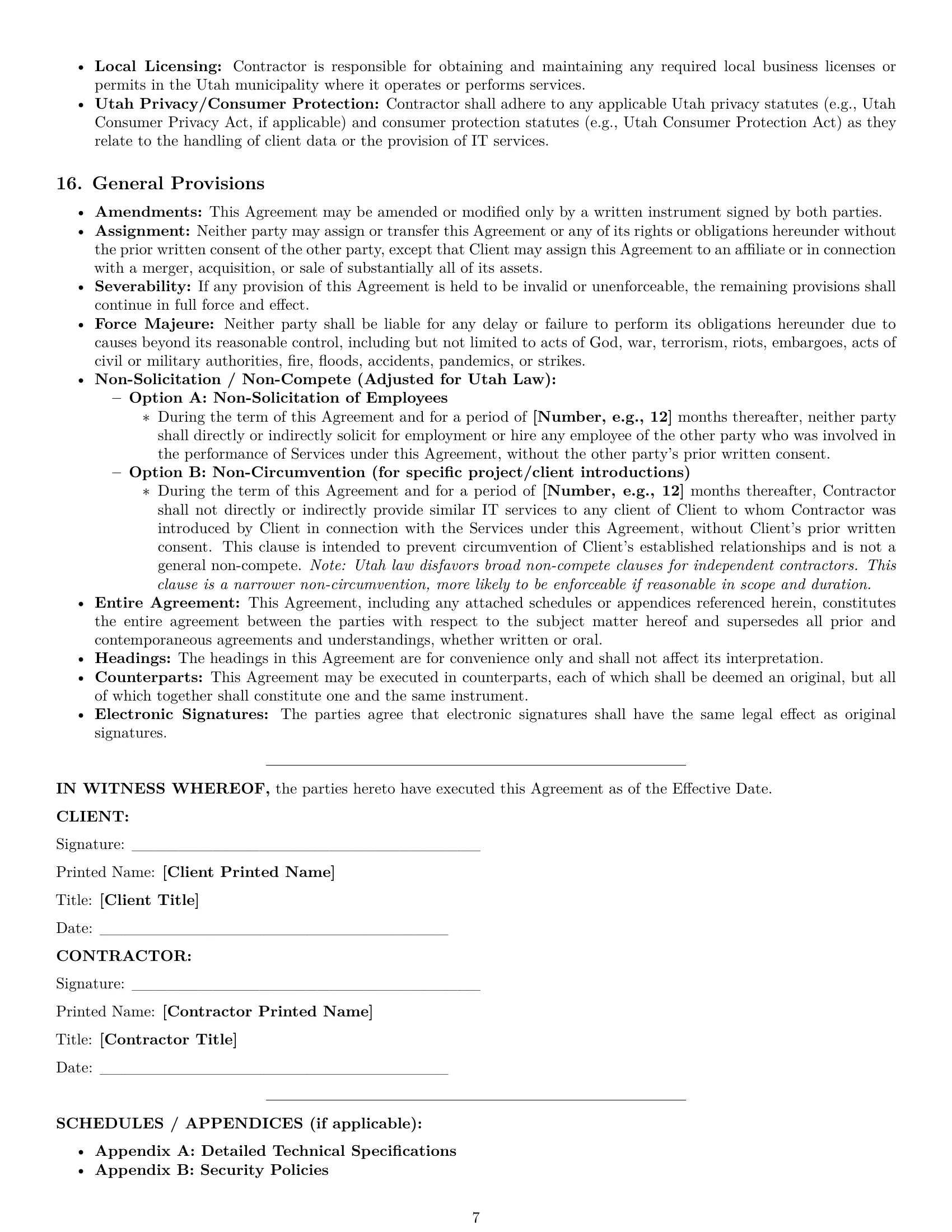 Preview page 7 of Pro Utah IT independent contractor agreement template