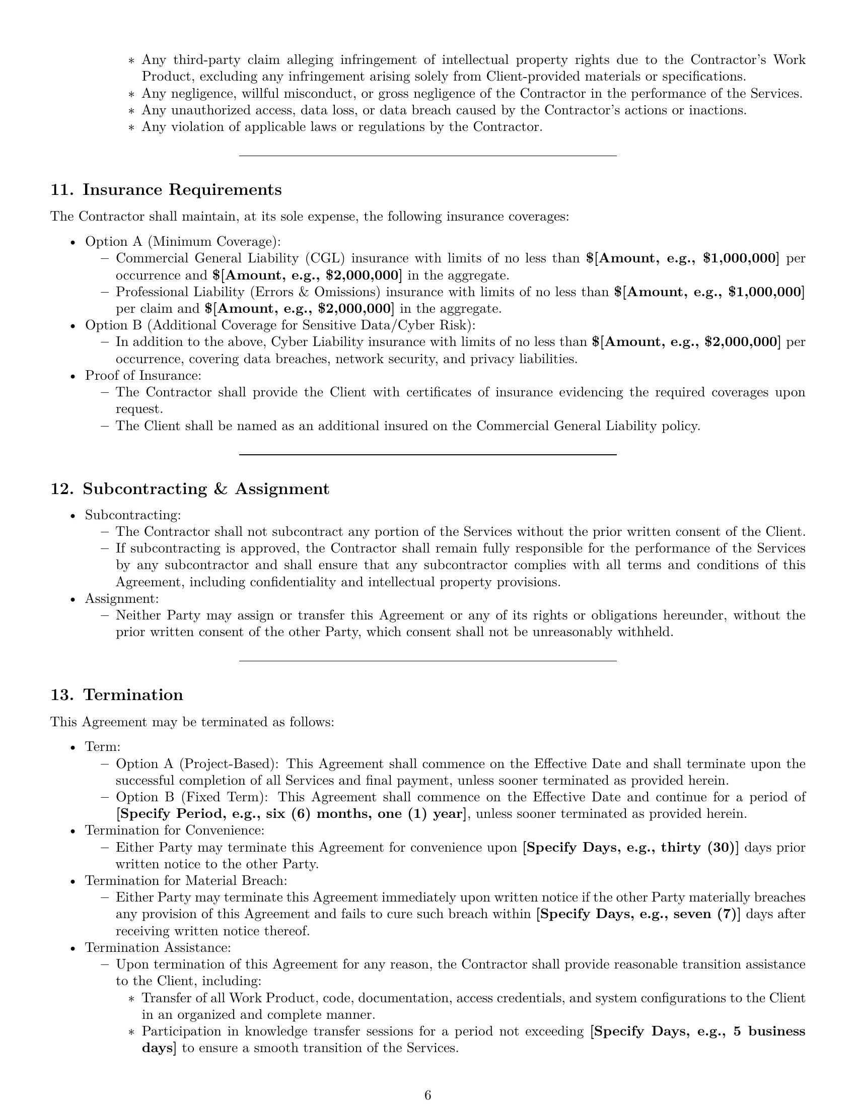 Preview page 6 of Pro Washington IT independent contractor agreement template