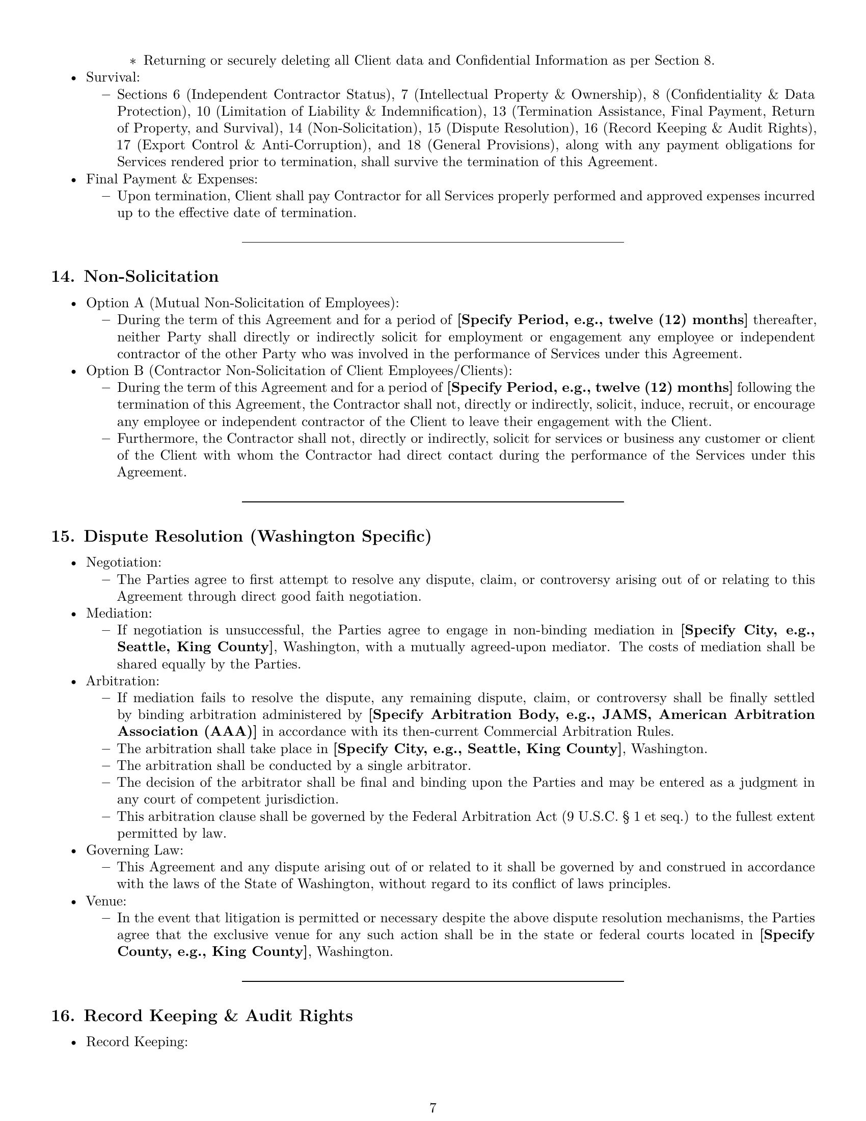 Preview page 7 of Pro Washington IT independent contractor agreement template