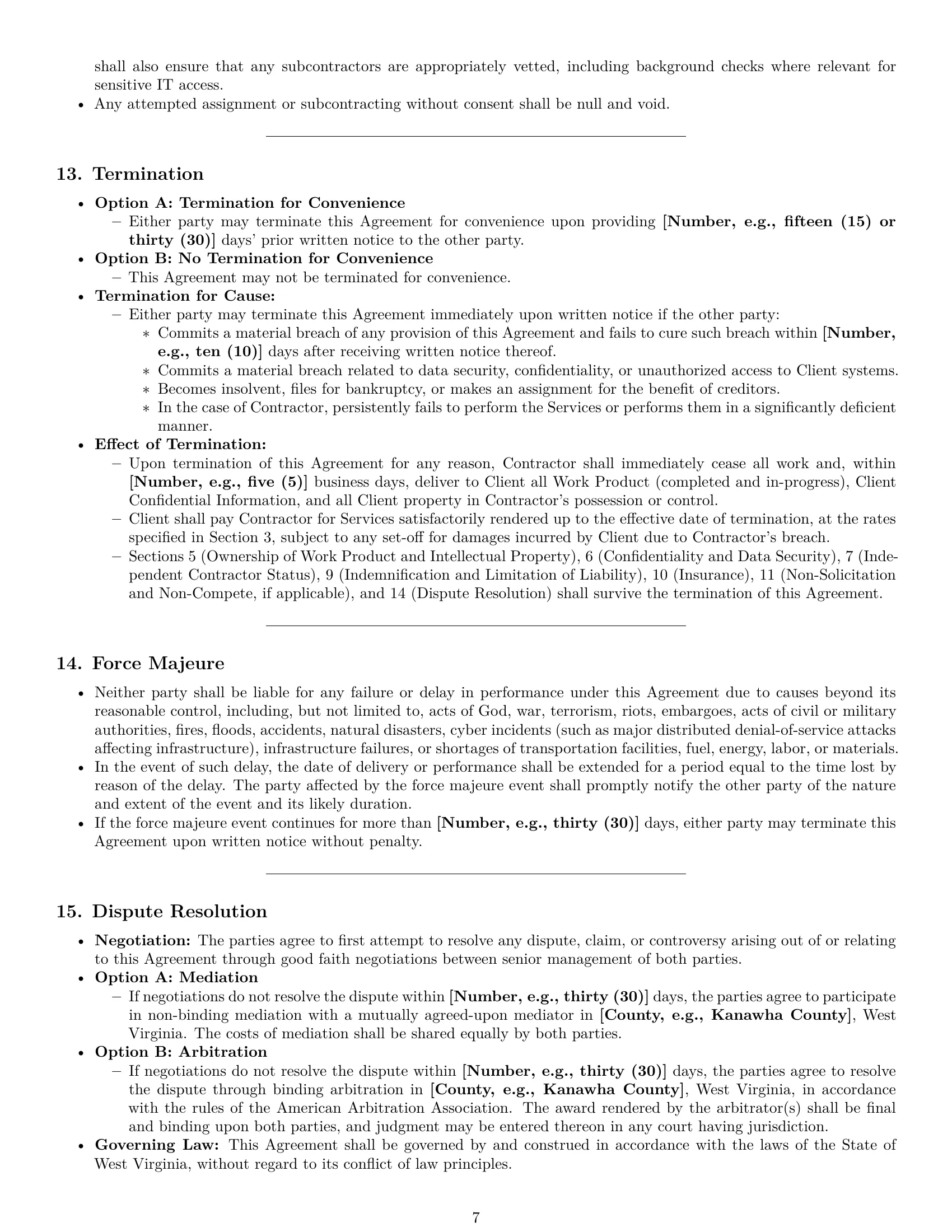 Preview page 7 of Pro West Virginia IT independent contractor agreement template