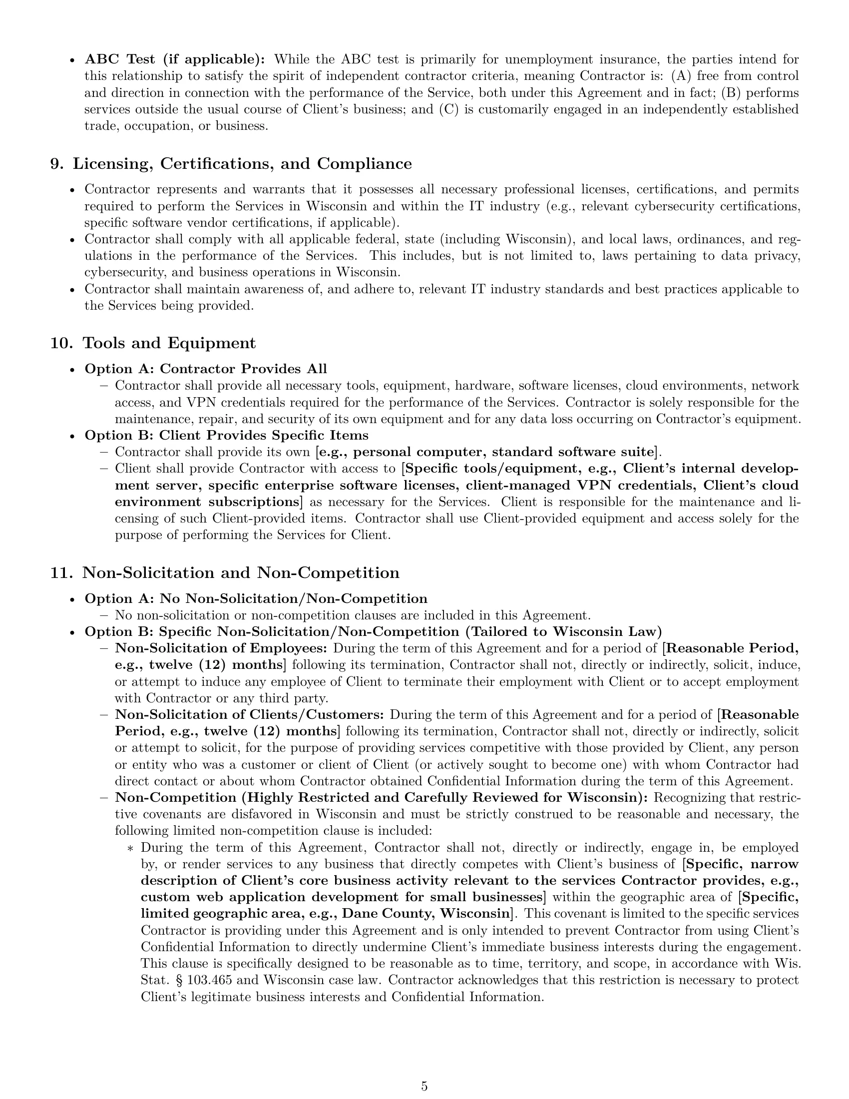 Preview page 5 of Pro Wisconsin IT independent contractor agreement template