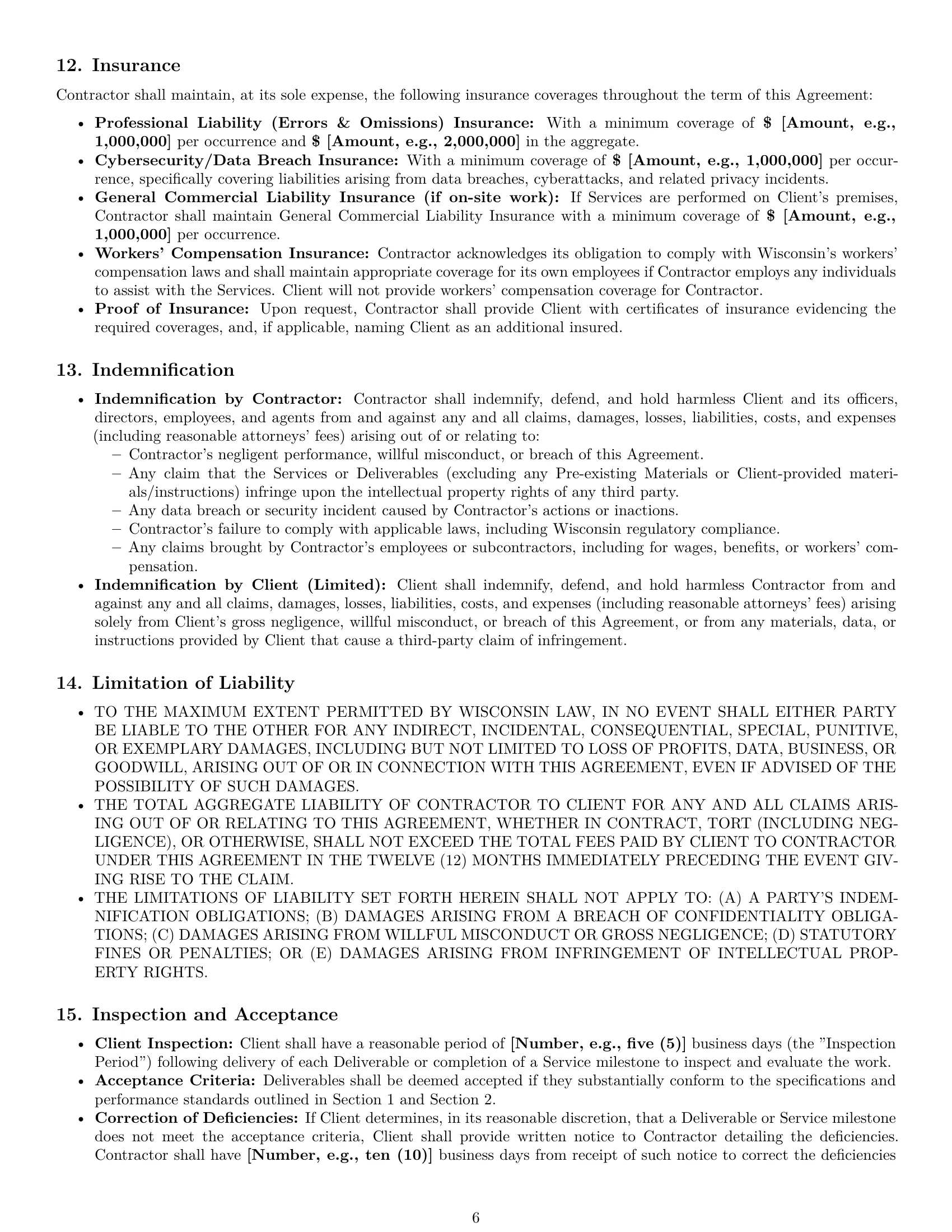 Preview page 6 of Pro Wisconsin IT independent contractor agreement template
