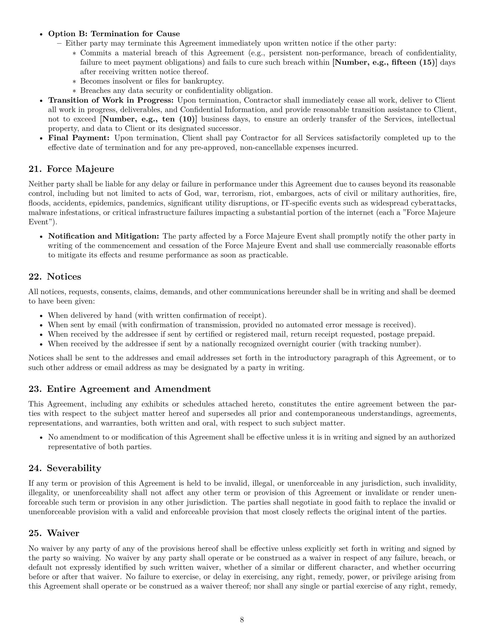 Preview page 8 of Pro Wisconsin IT independent contractor agreement template