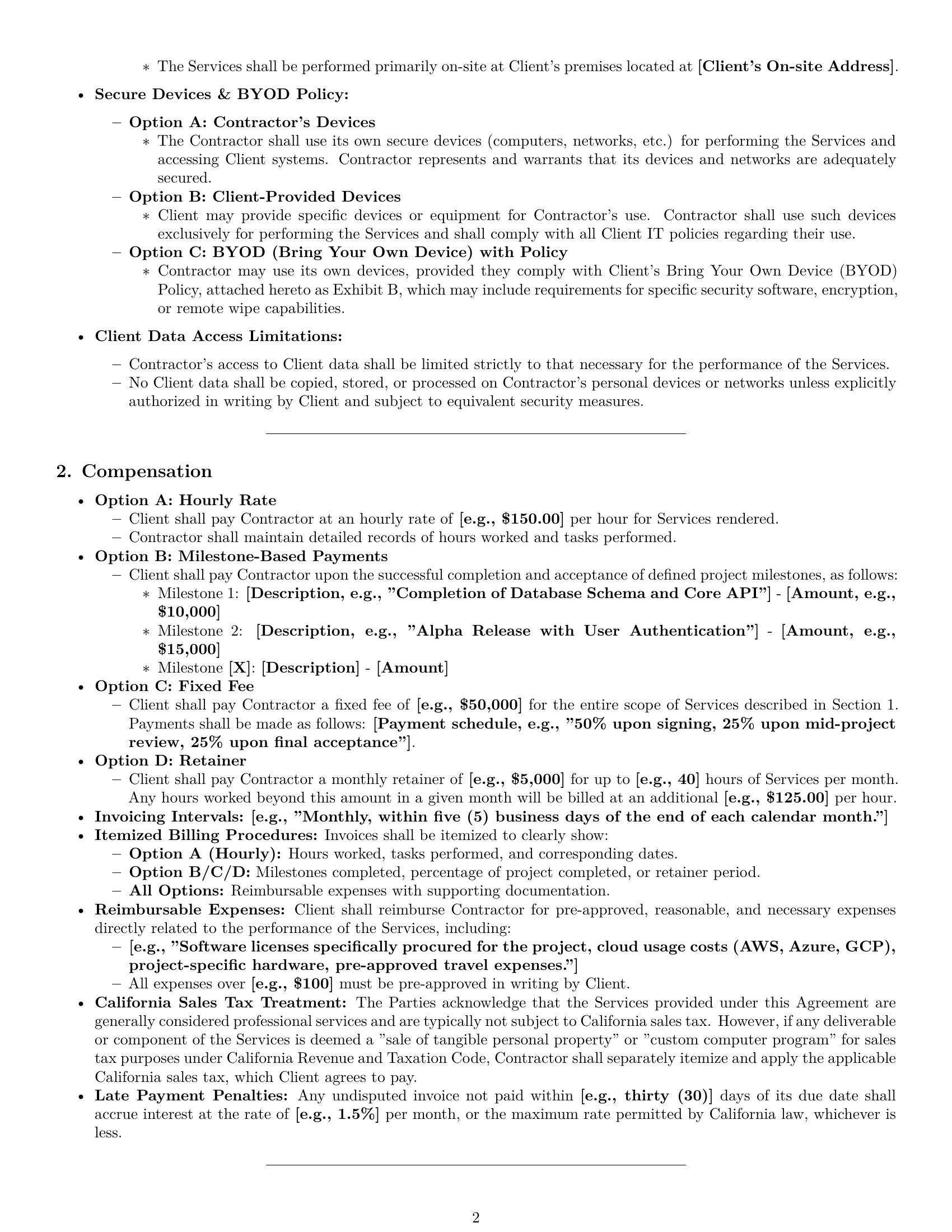Preview page 2 of Pro California IT independent contractor agreement template