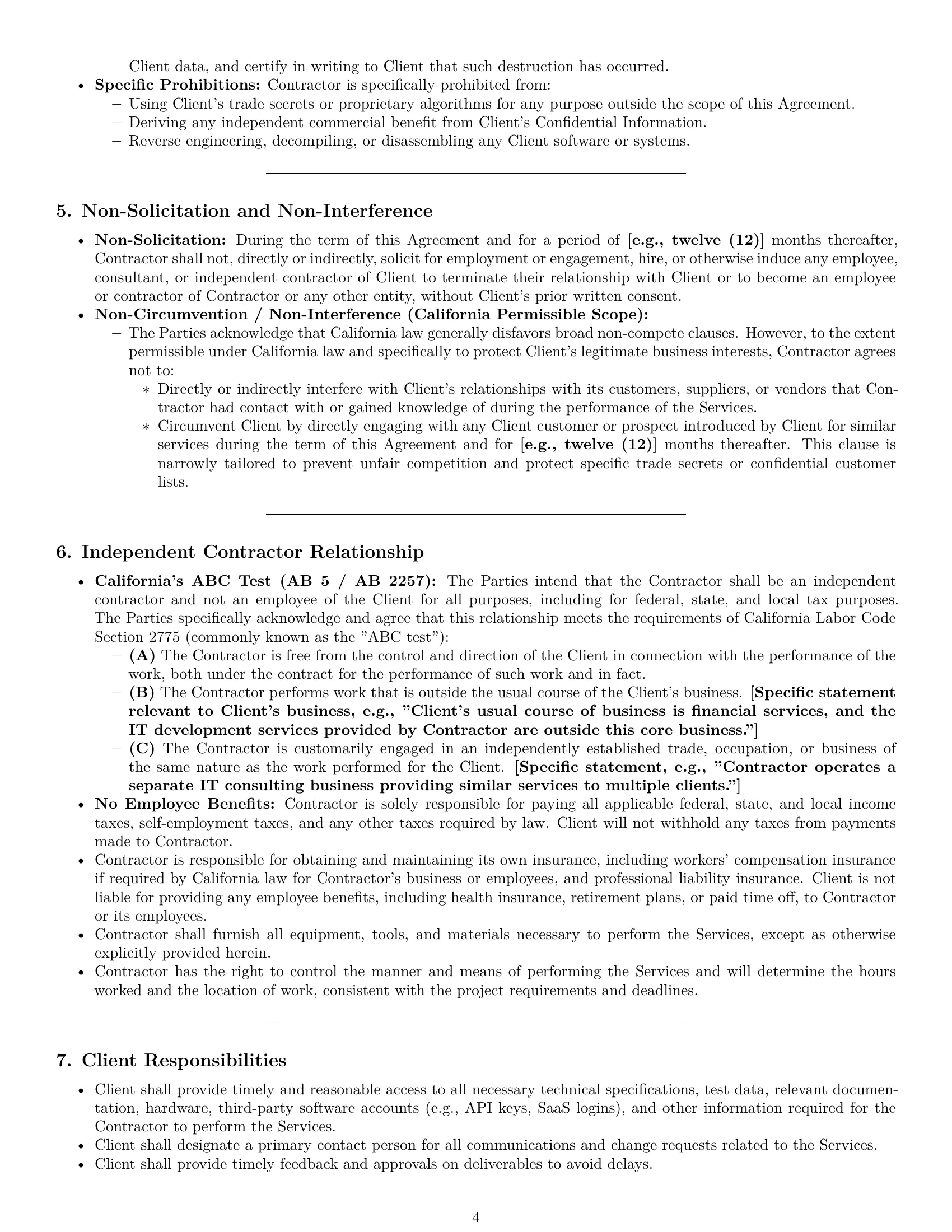Preview page 4 of Pro California IT independent contractor agreement template