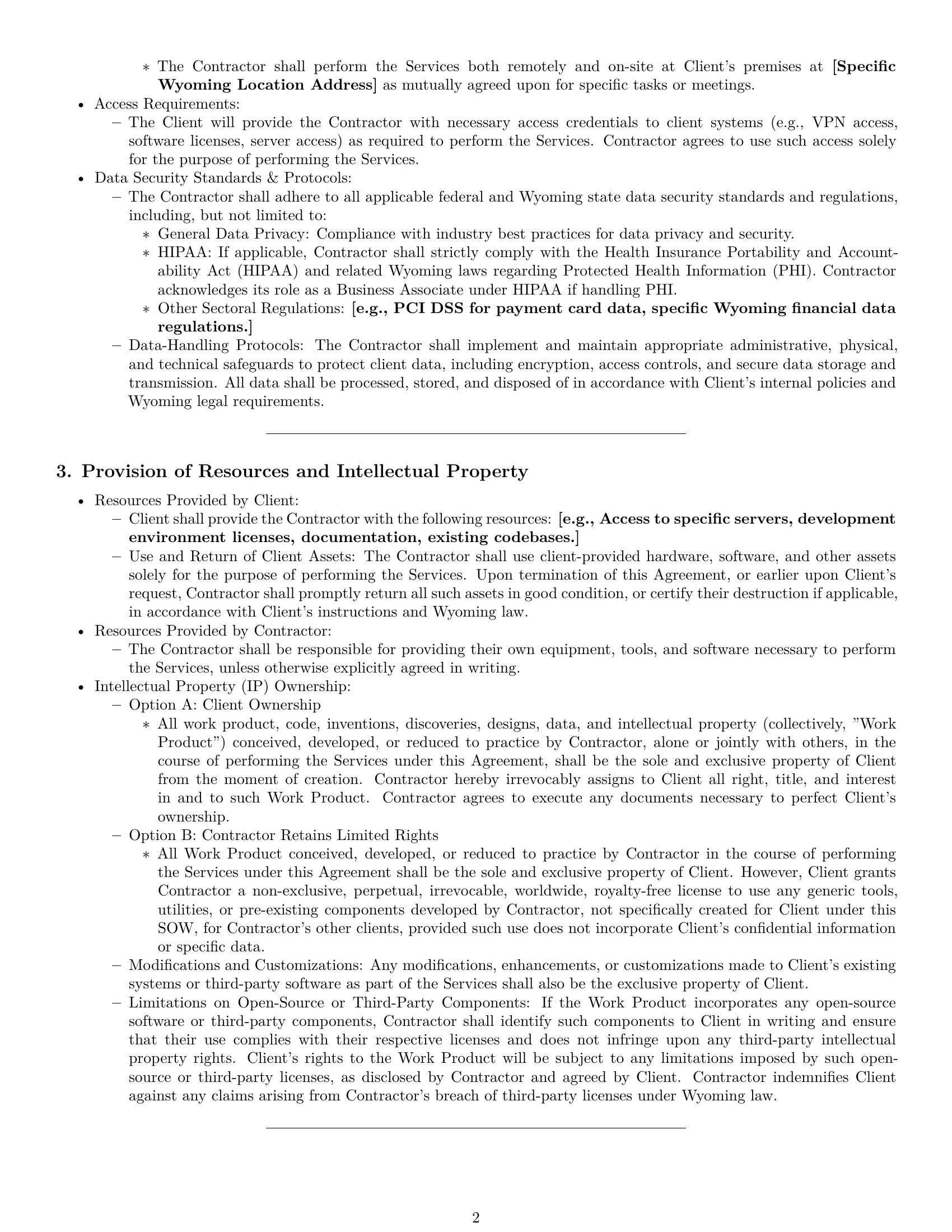 Preview page 2 of Pro Wyoming IT independent contractor agreement template