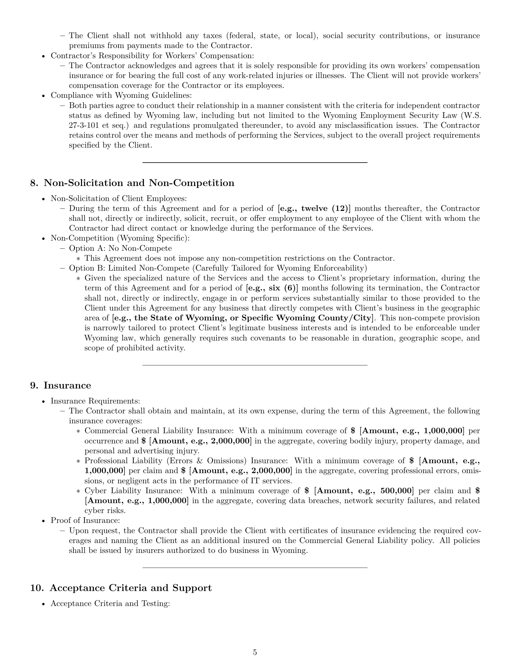 Preview page 5 of Pro Wyoming IT independent contractor agreement template