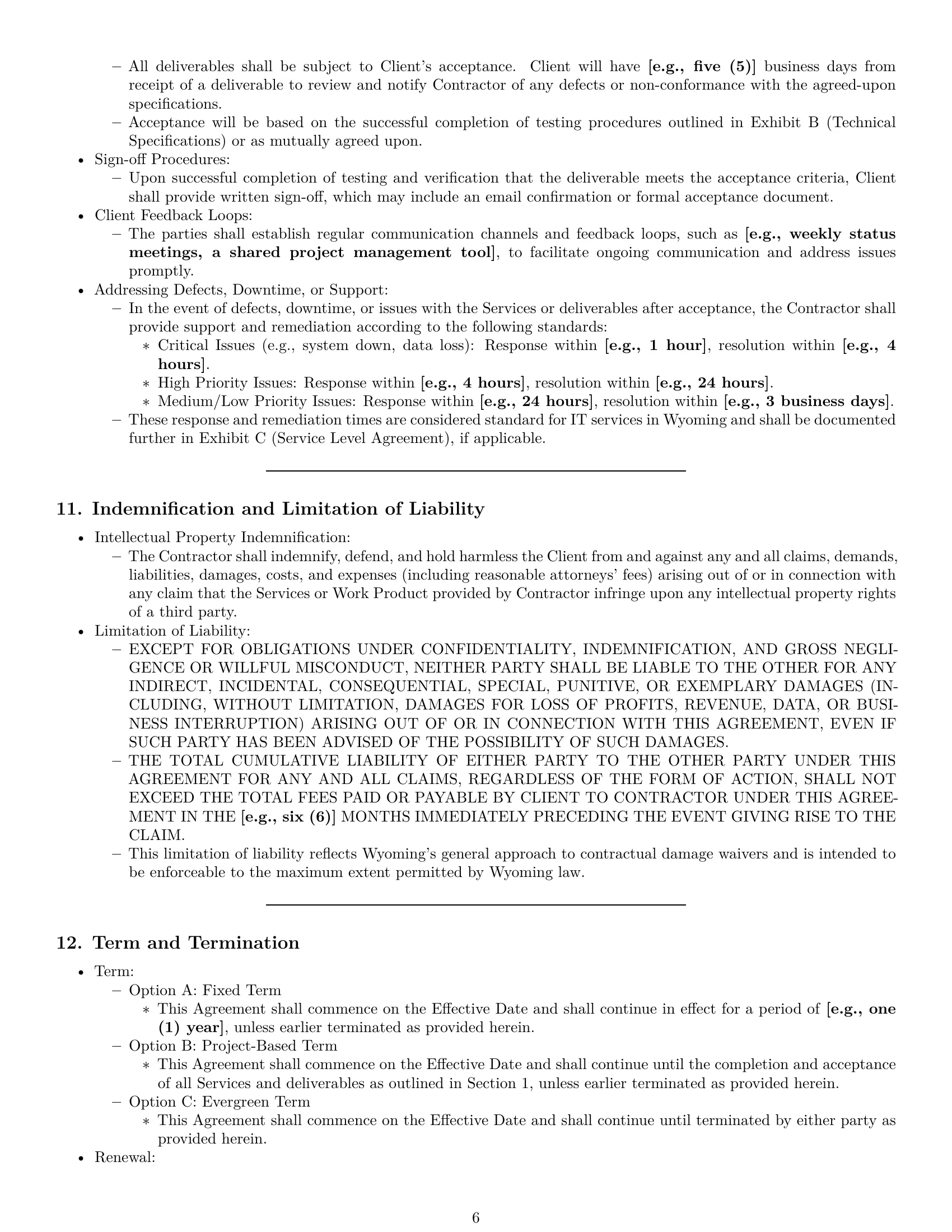 Preview page 6 of Pro Wyoming IT independent contractor agreement template