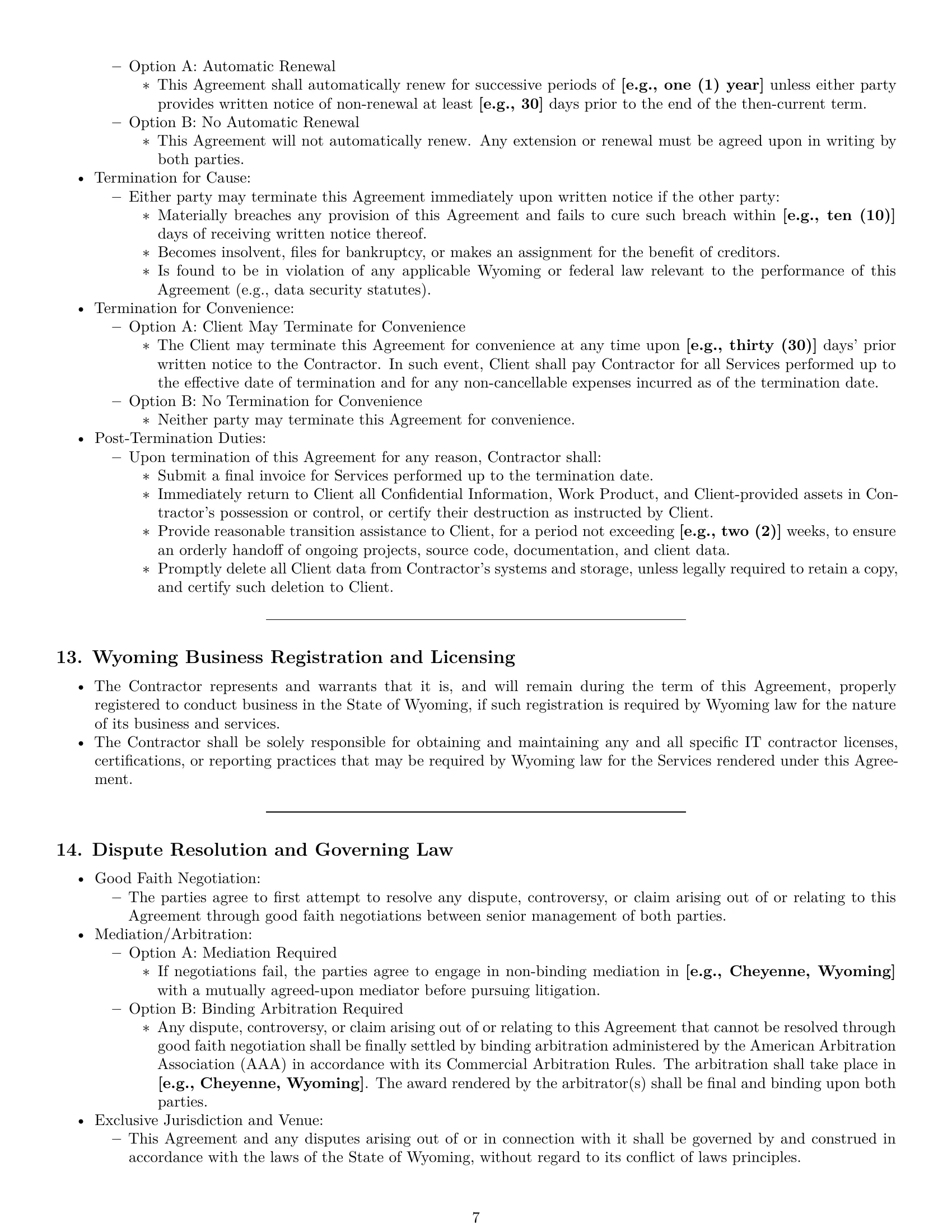 Preview page 7 of Pro Wyoming IT independent contractor agreement template