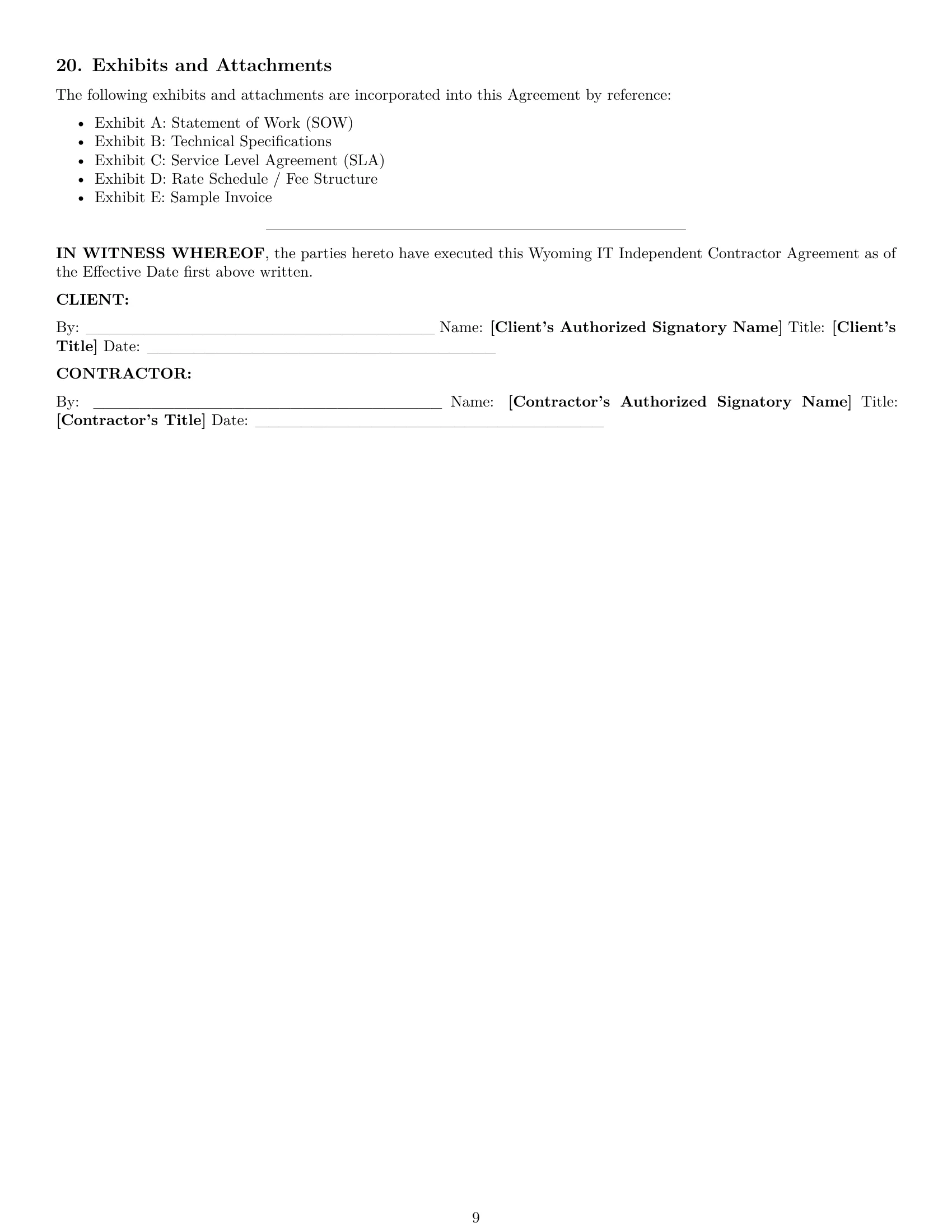 Preview page 9 of Pro Wyoming IT independent contractor agreement template