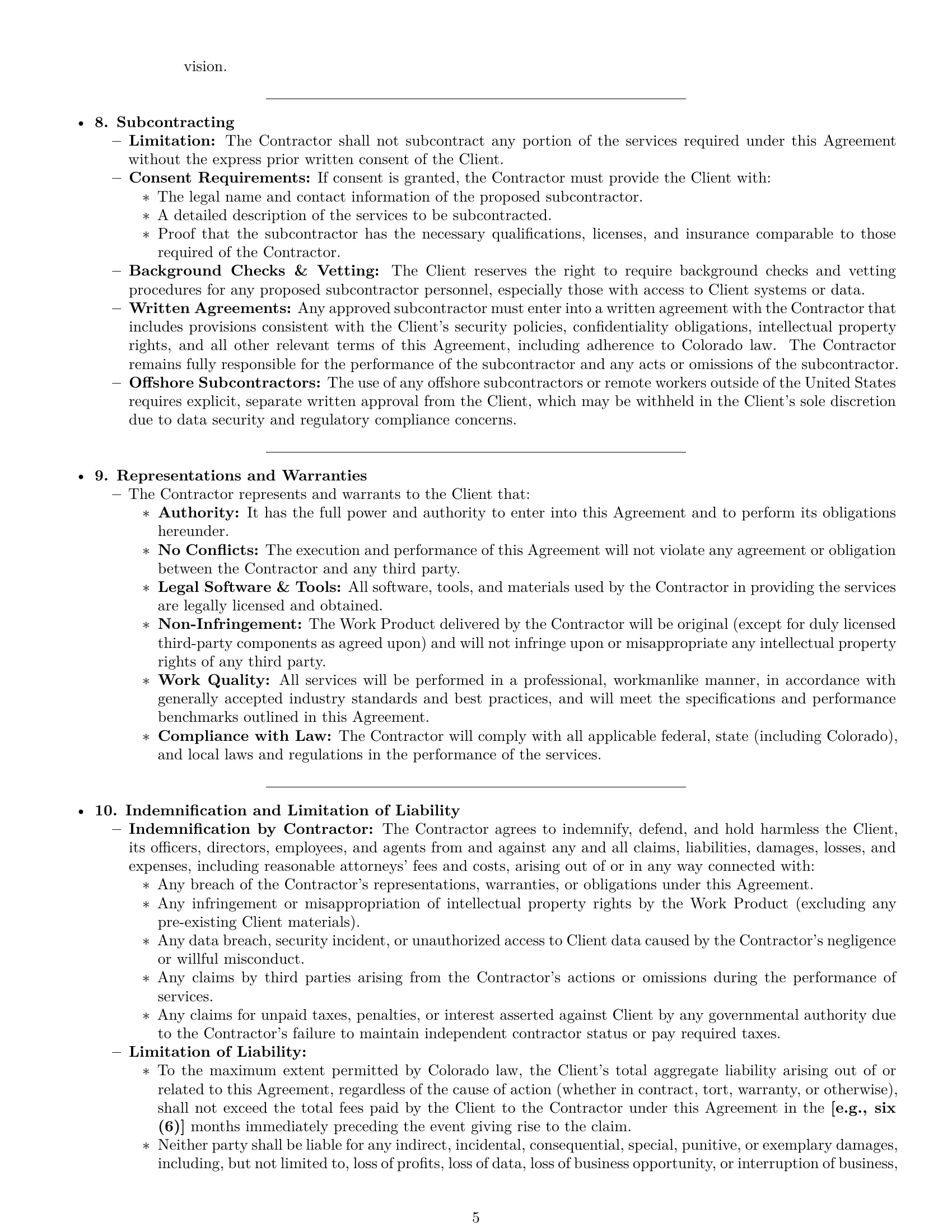 Preview page 5 of Pro Colorado IT independent contractor agreement template