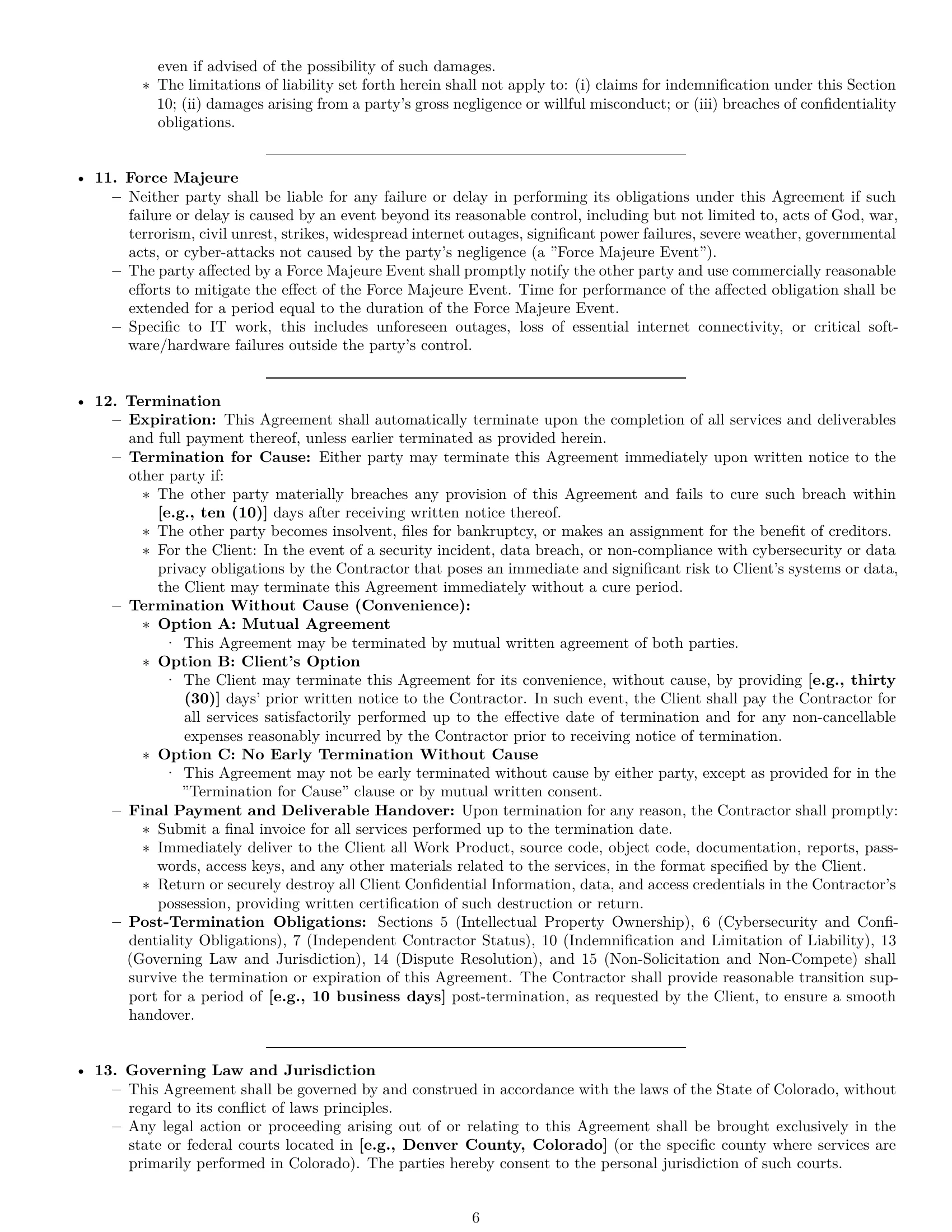 Preview page 6 of Pro Colorado IT independent contractor agreement template