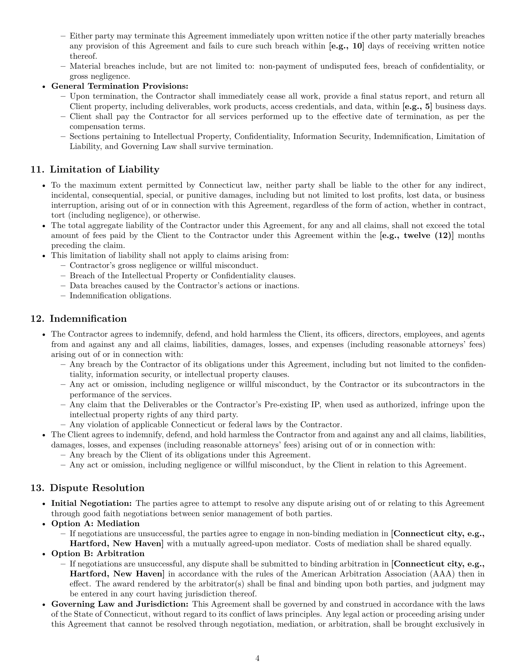 Preview page 4 of Pro Connecticut IT independent contractor agreement template