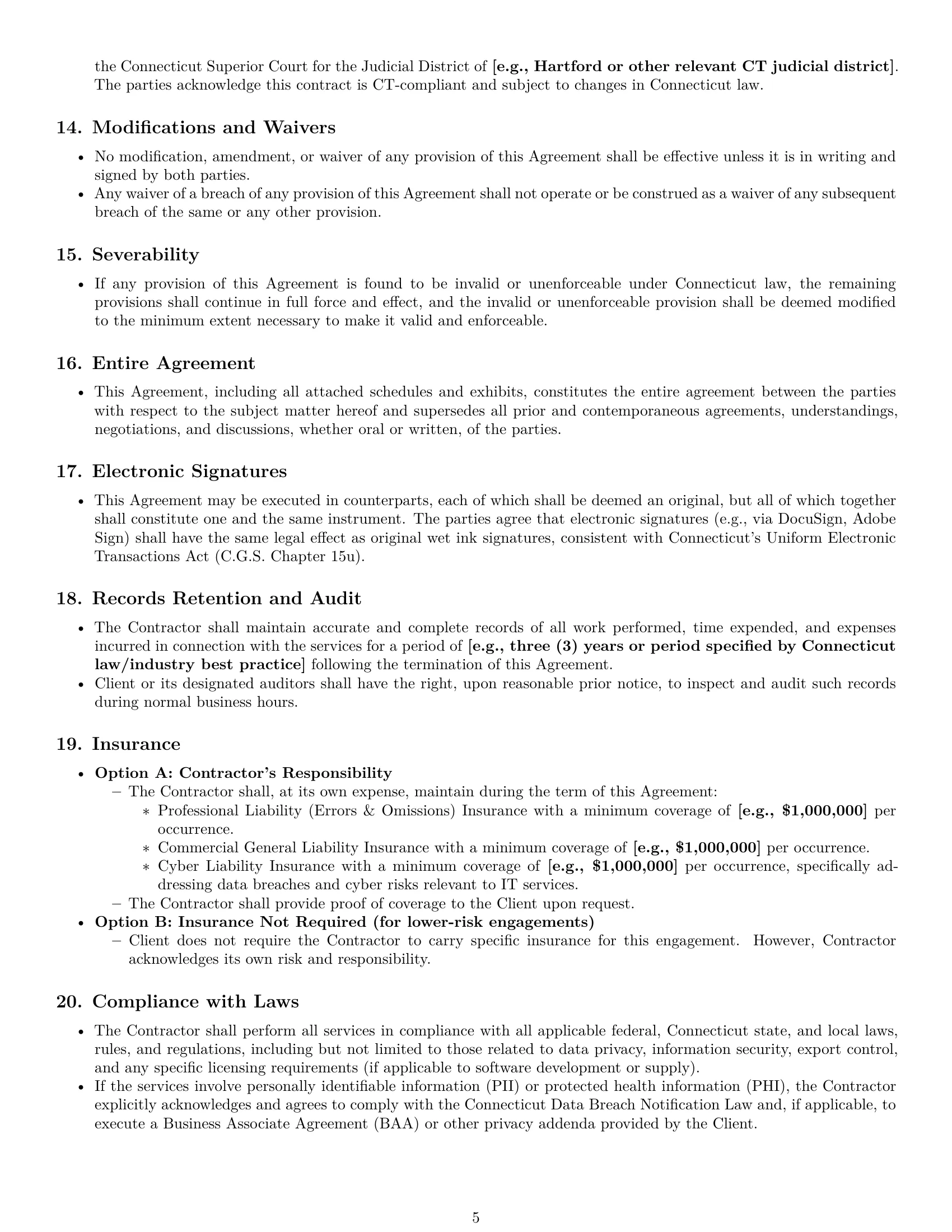 Preview page 5 of Pro Connecticut IT independent contractor agreement template