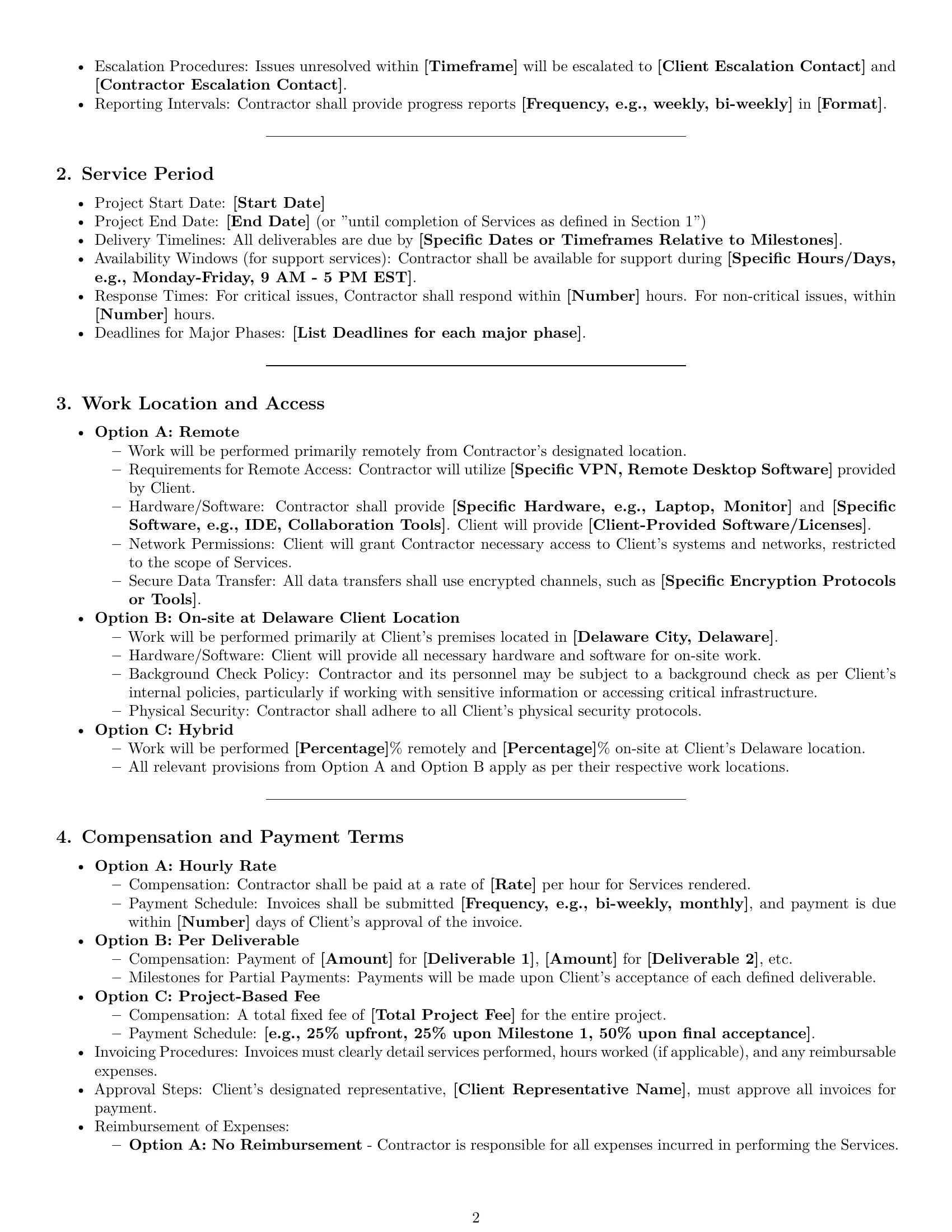Preview page 2 of Pro Delaware IT independent contractor agreement template