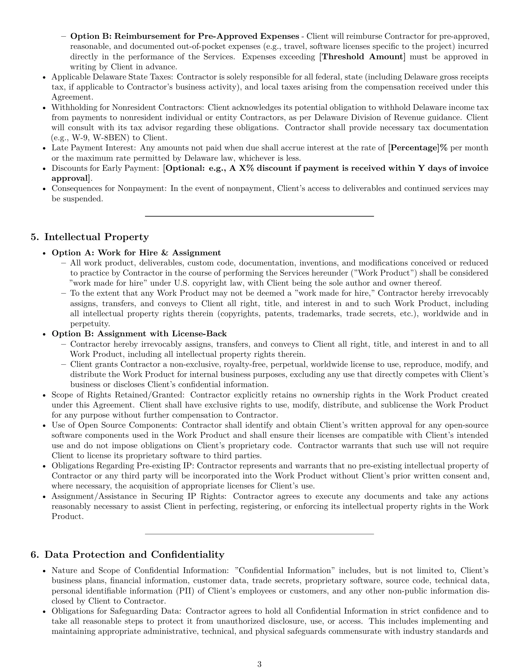 Preview page 3 of Pro Delaware IT independent contractor agreement template