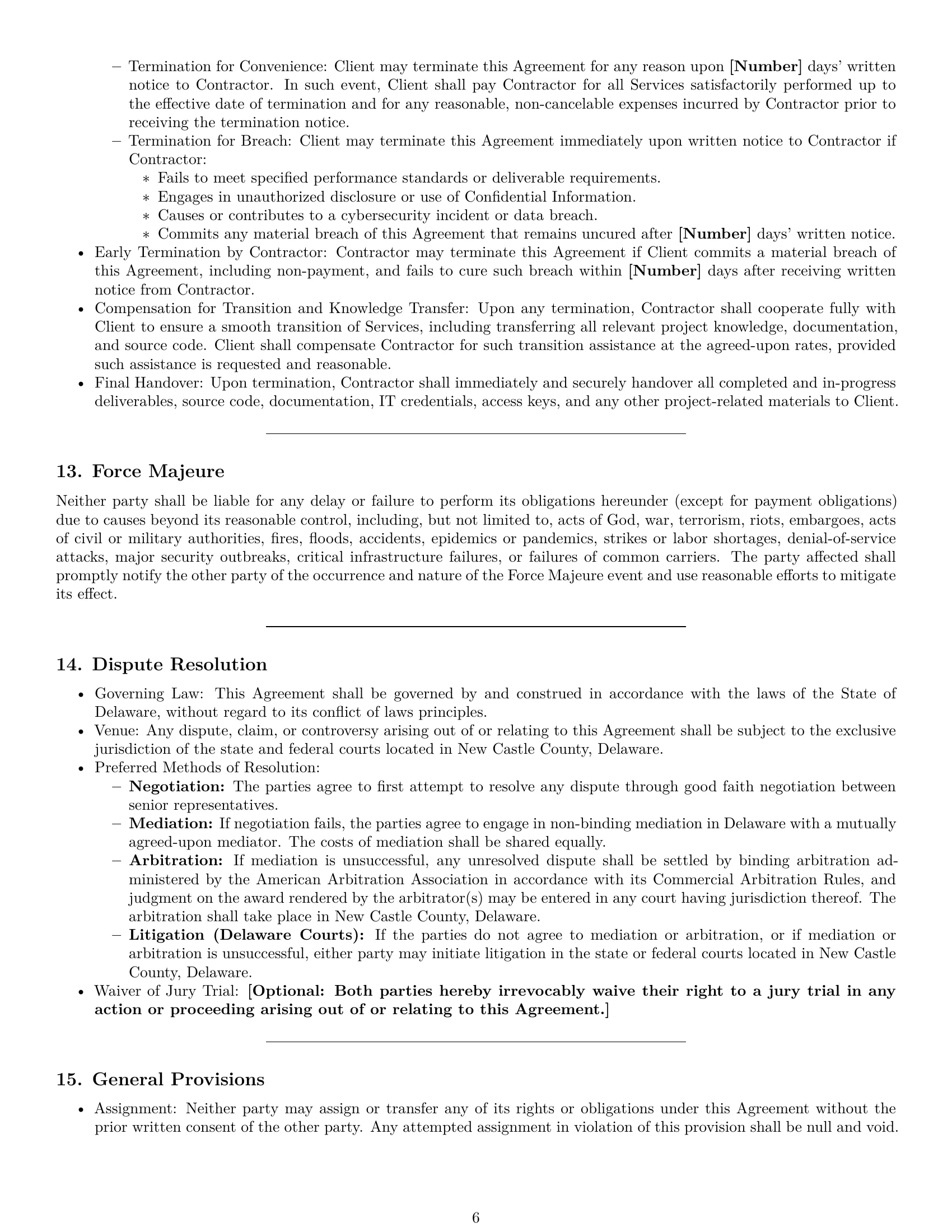 Preview page 6 of Pro Delaware IT independent contractor agreement template