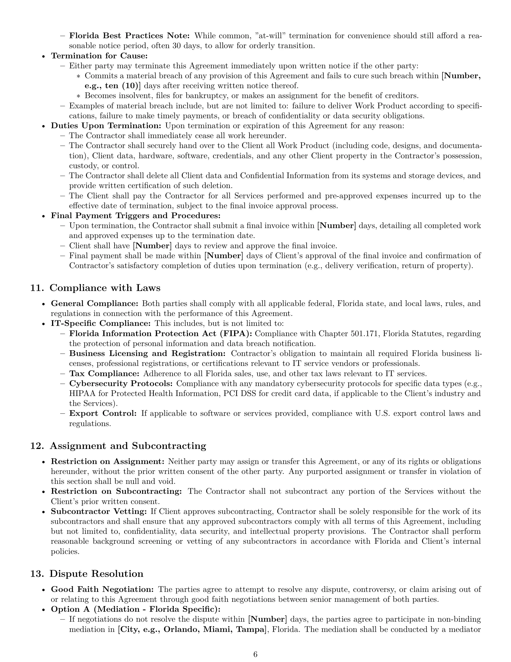 Preview page 6 of Pro Florida IT independent contractor agreement template