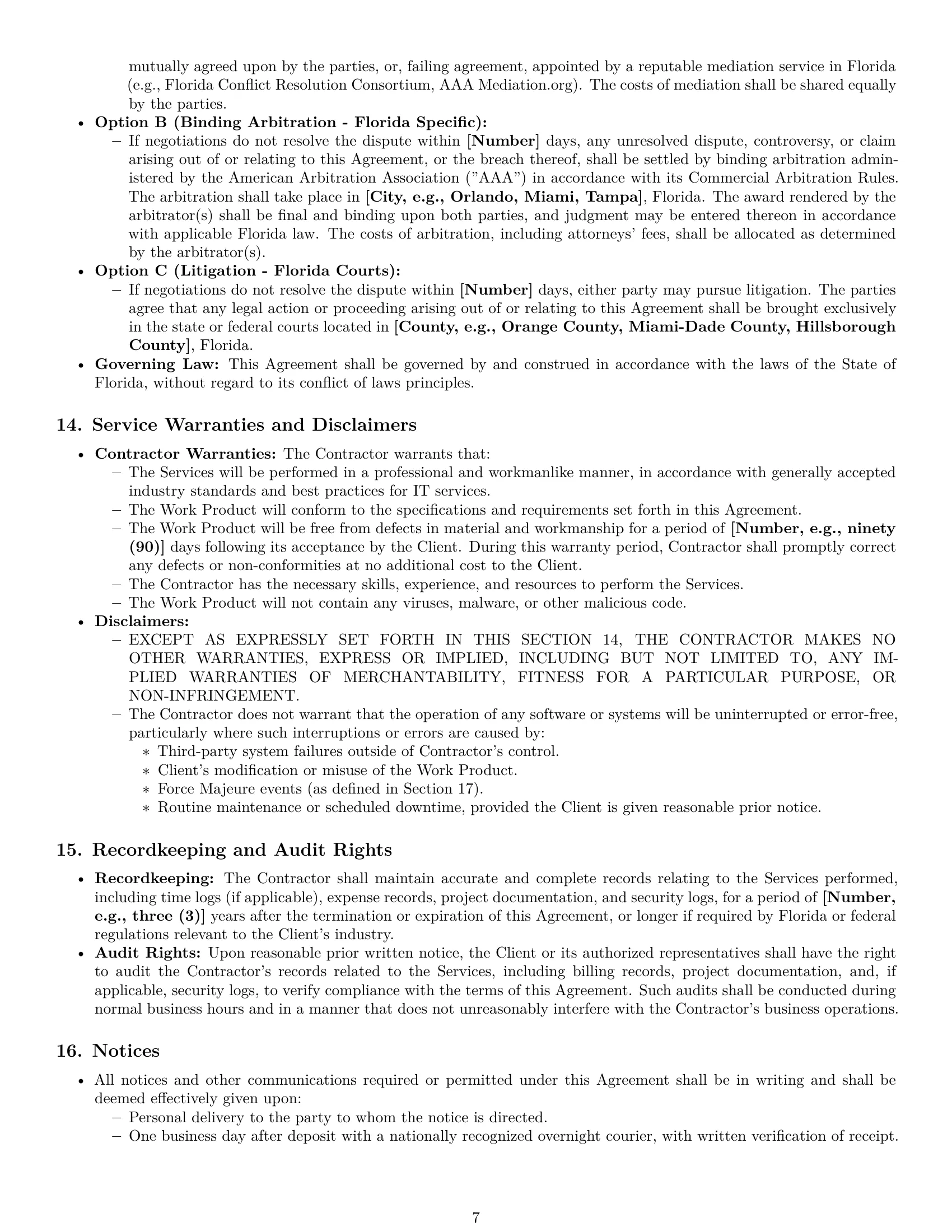 Preview page 7 of Pro Florida IT independent contractor agreement template