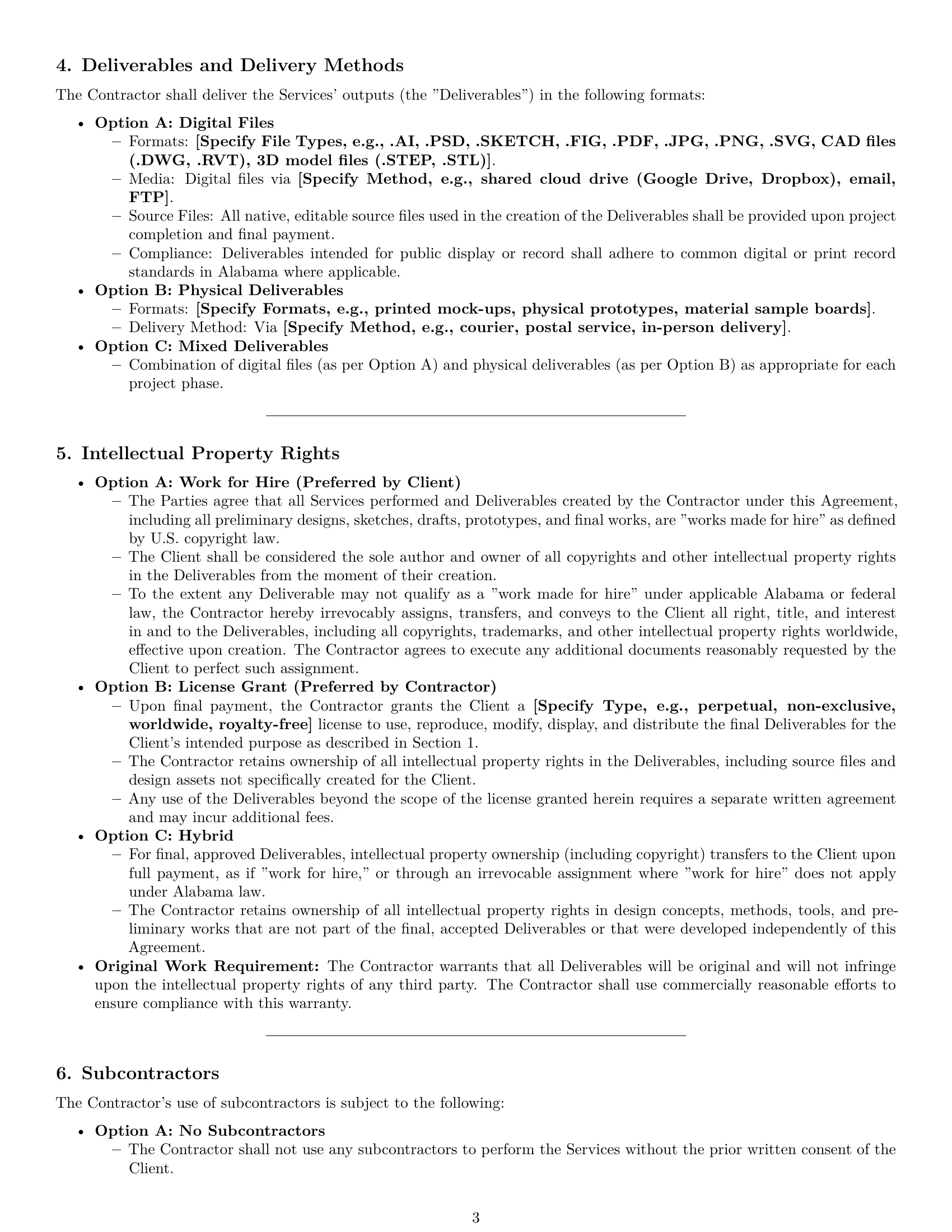 Preview page 3 of Pro Alabama design independent contractor agreement template