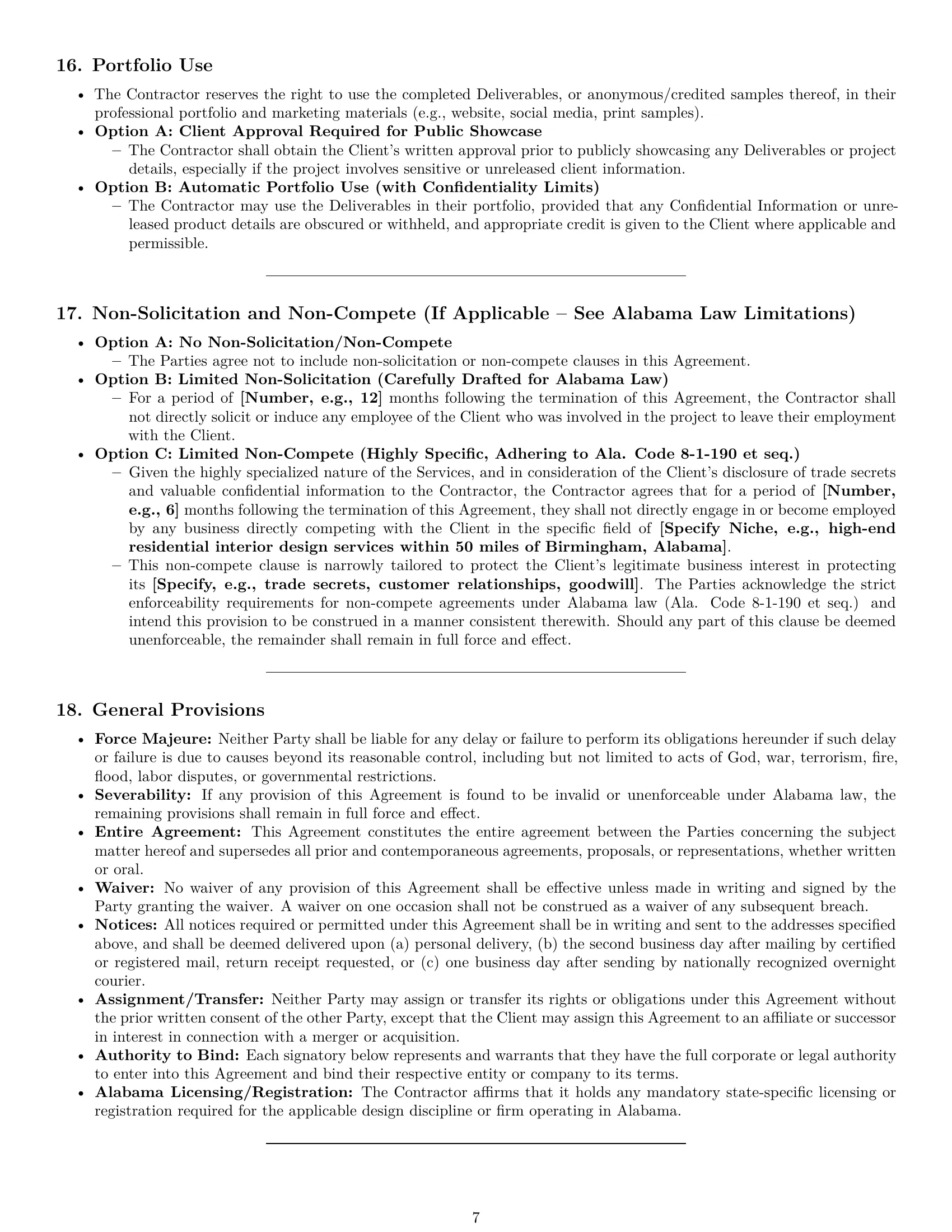 Preview page 7 of Pro Alabama design independent contractor agreement template