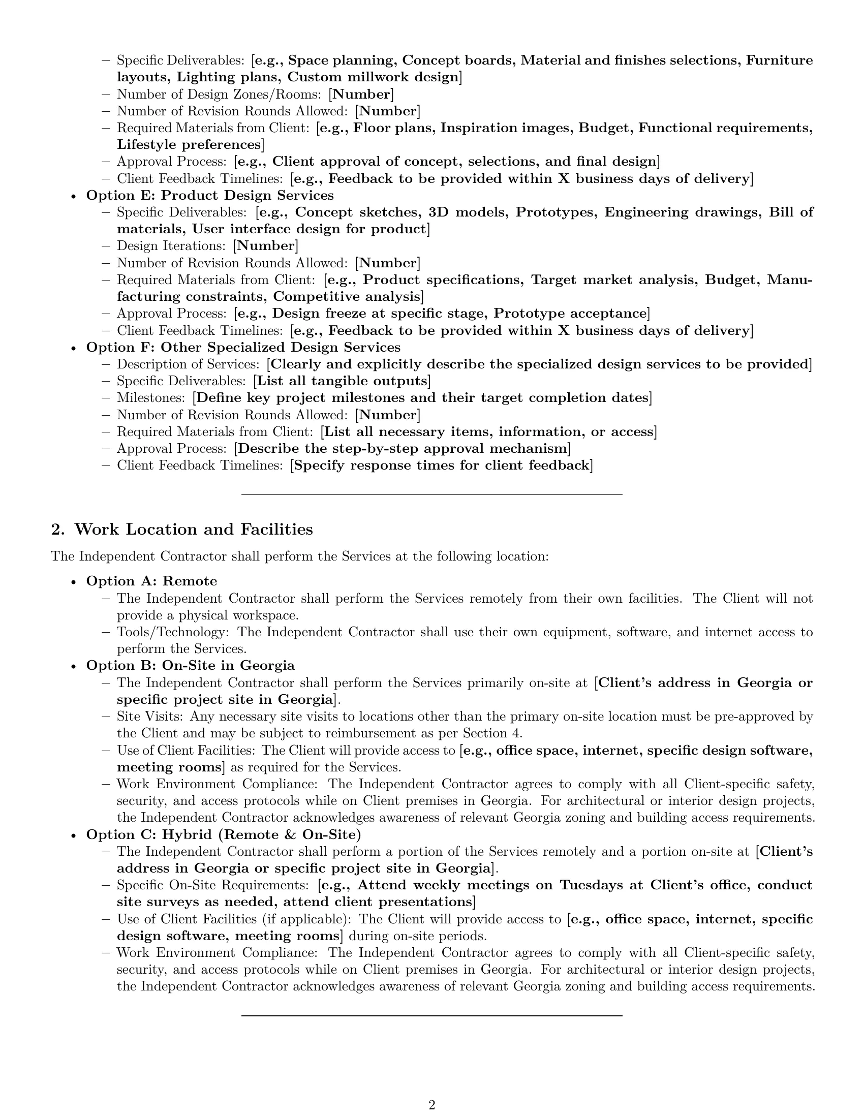 Preview page 2 of Pro Georgia design independent contractor agreement template