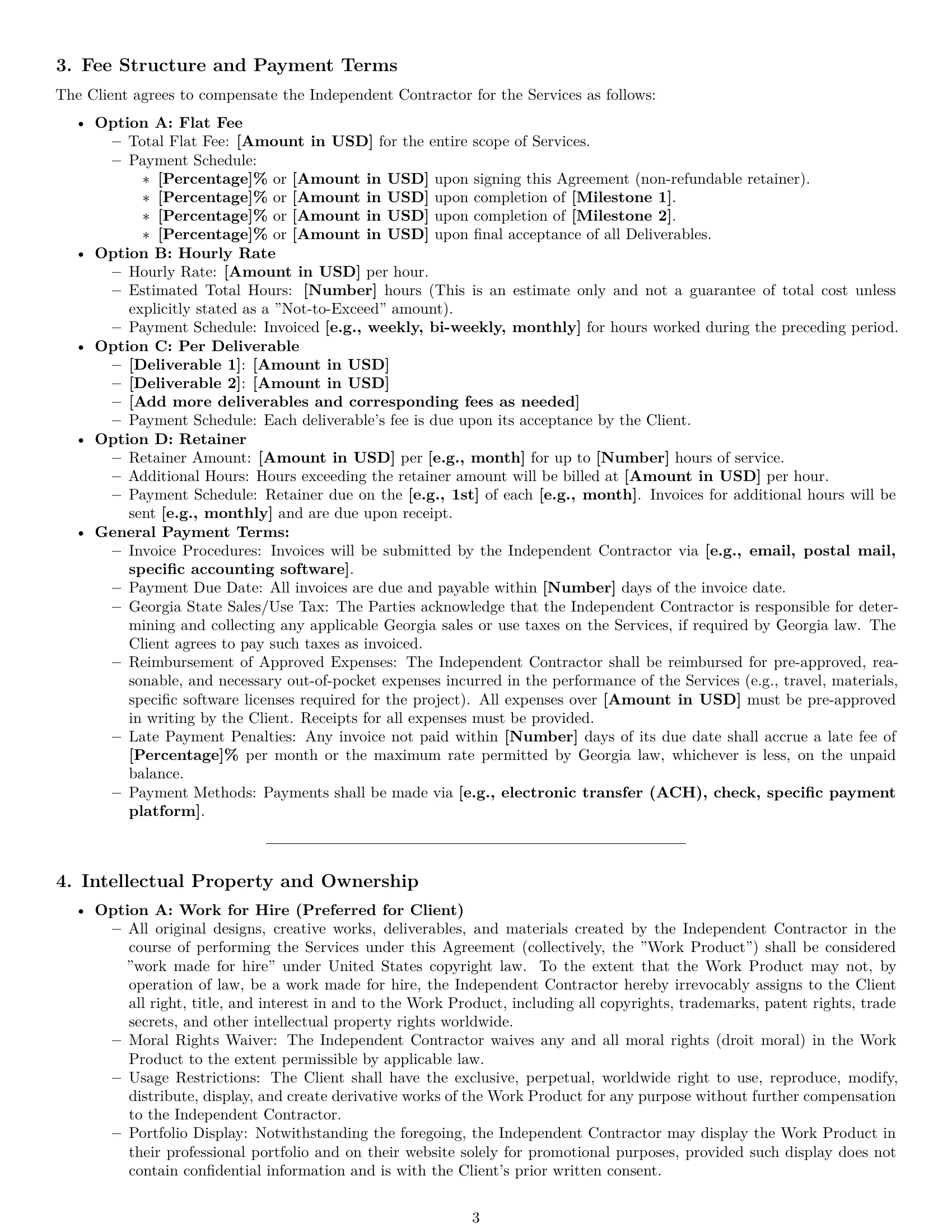 Preview page 3 of Pro Georgia design independent contractor agreement template