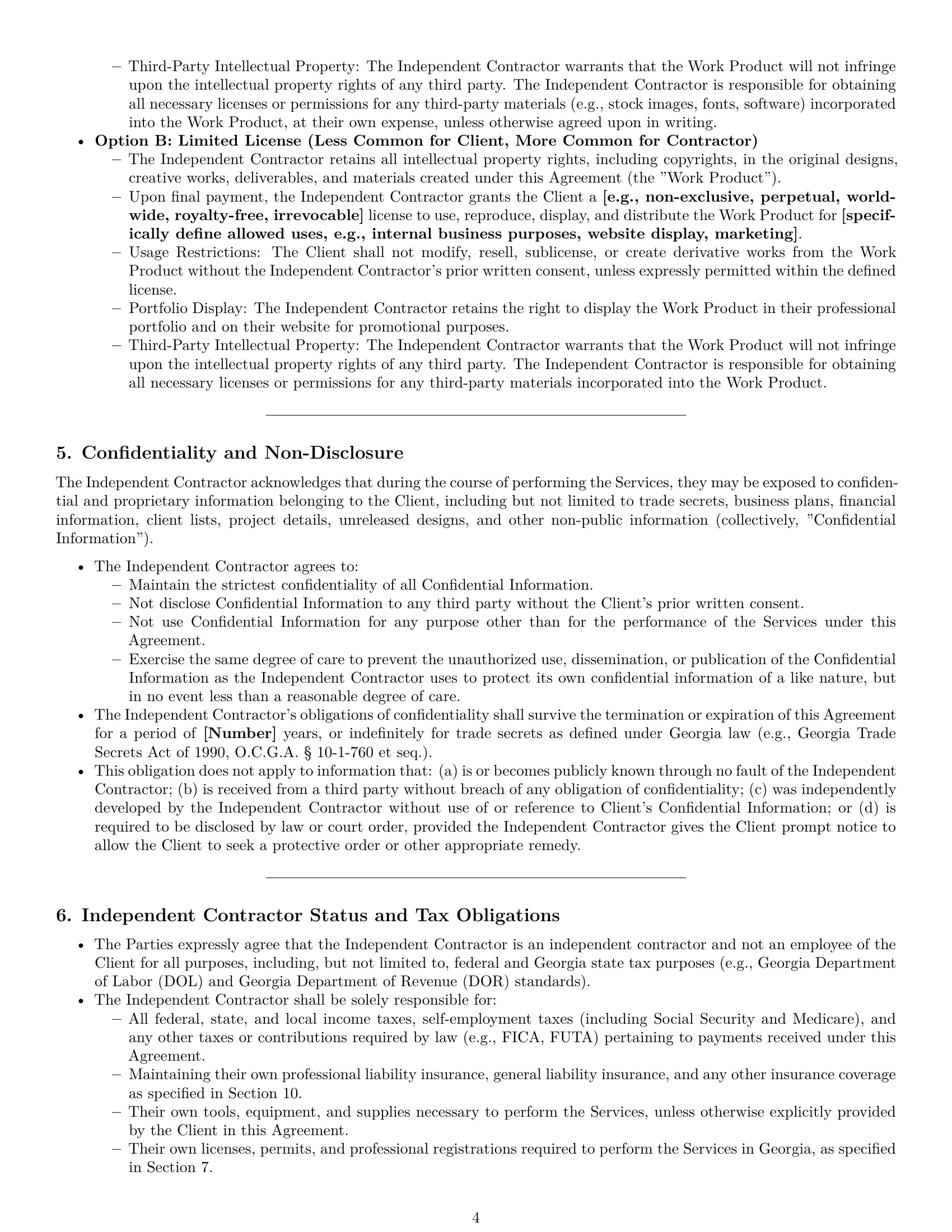 Preview page 4 of Pro Georgia design independent contractor agreement template