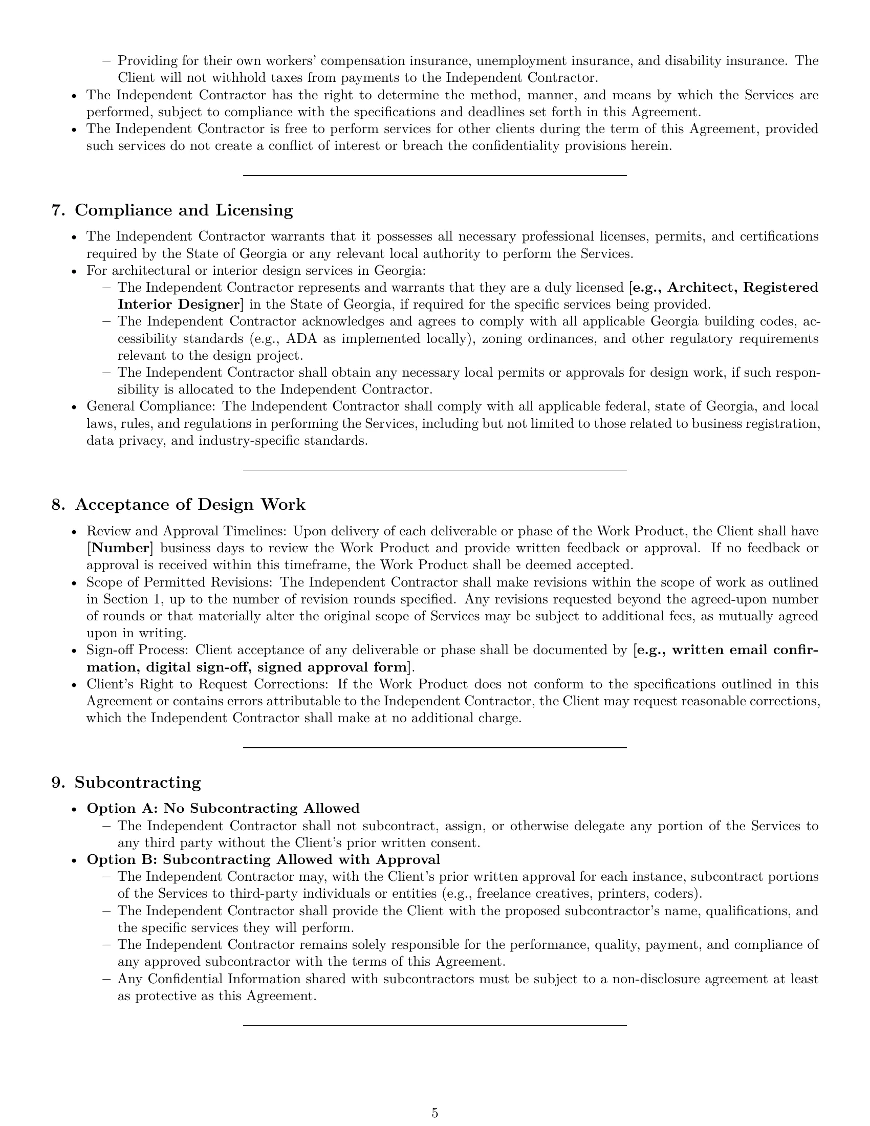 Preview page 5 of Pro Georgia design independent contractor agreement template