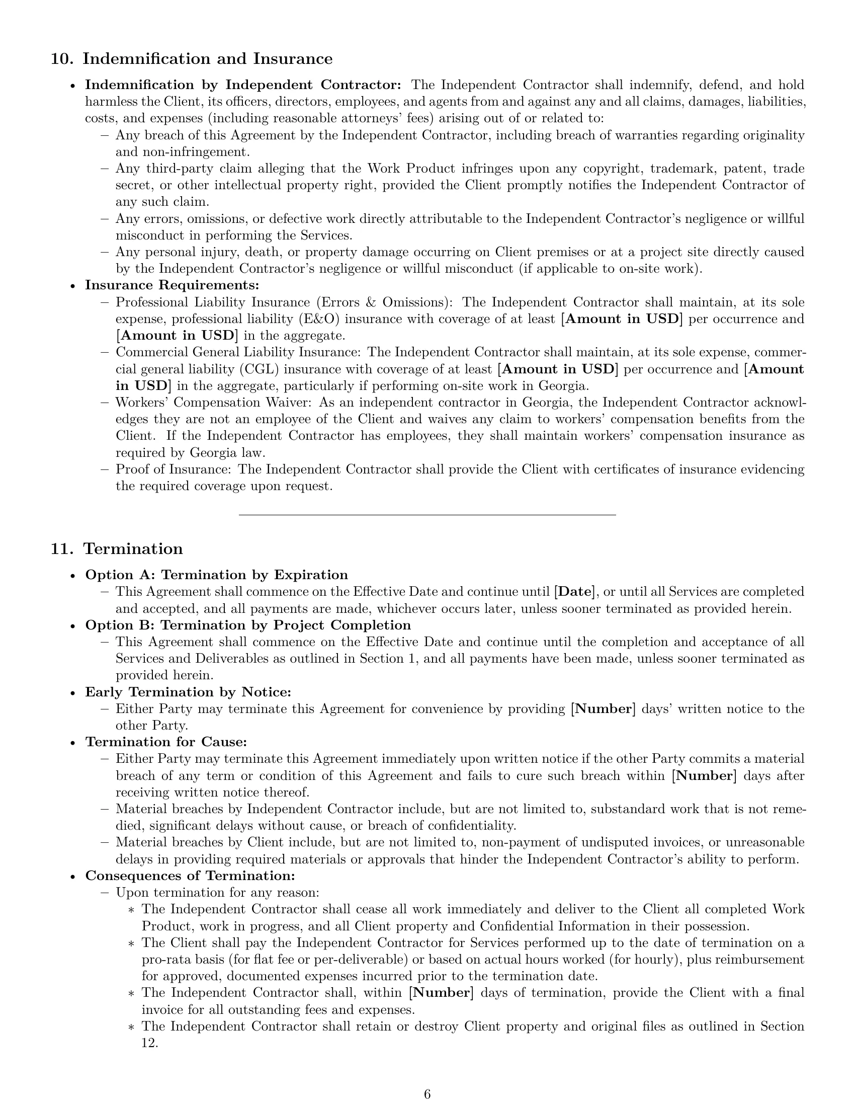 Preview page 6 of Pro Georgia design independent contractor agreement template