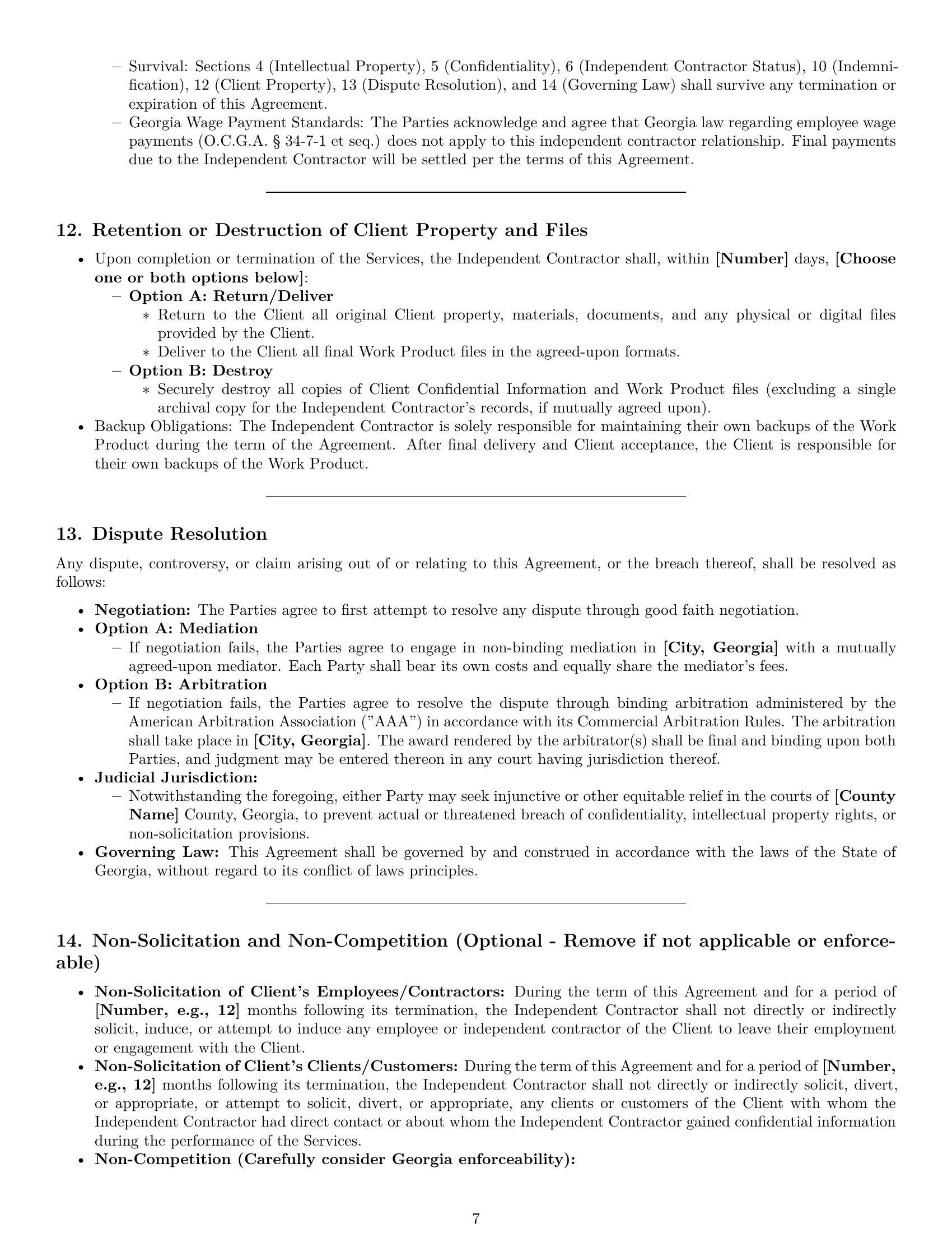 Preview page 7 of Pro Georgia design independent contractor agreement template