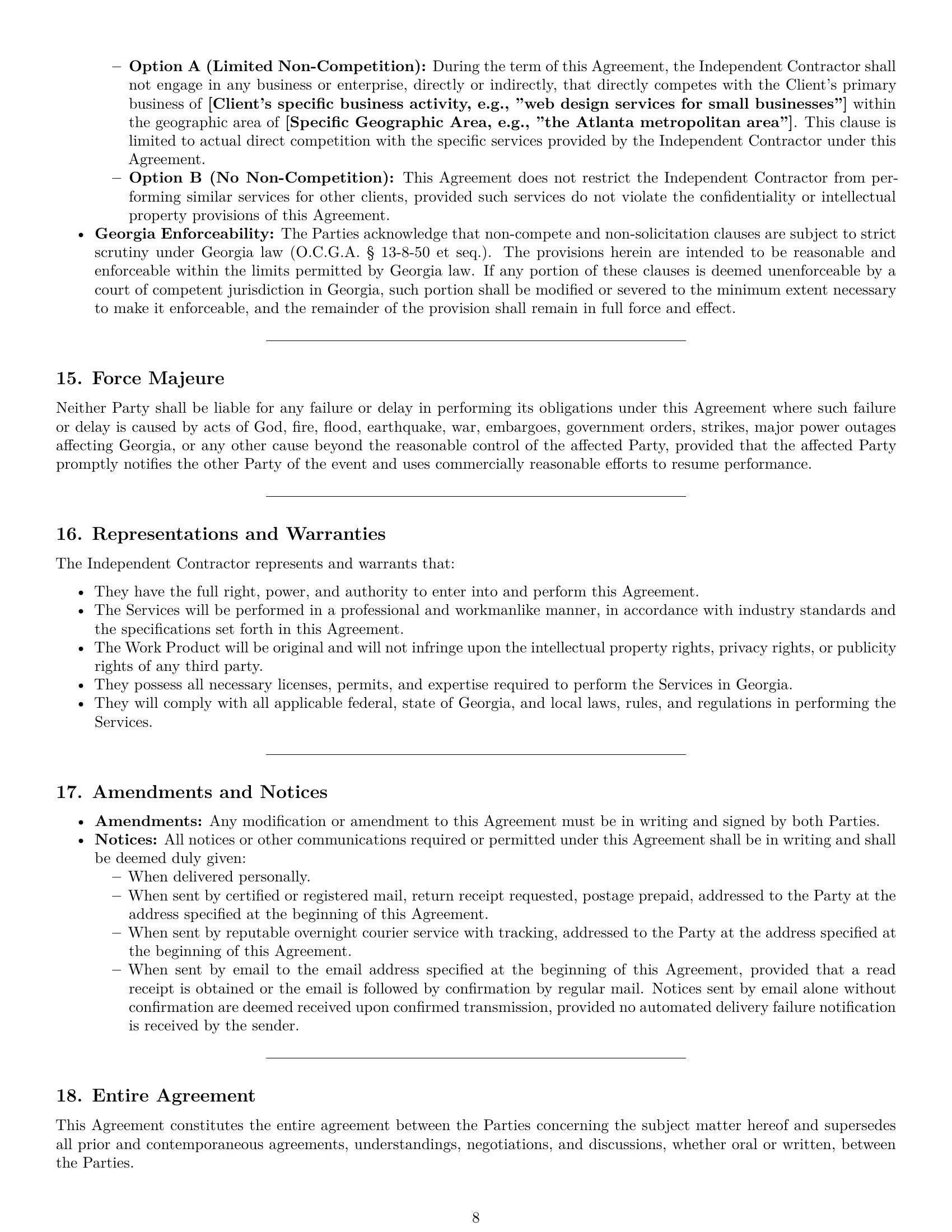 Preview page 8 of Pro Georgia design independent contractor agreement template