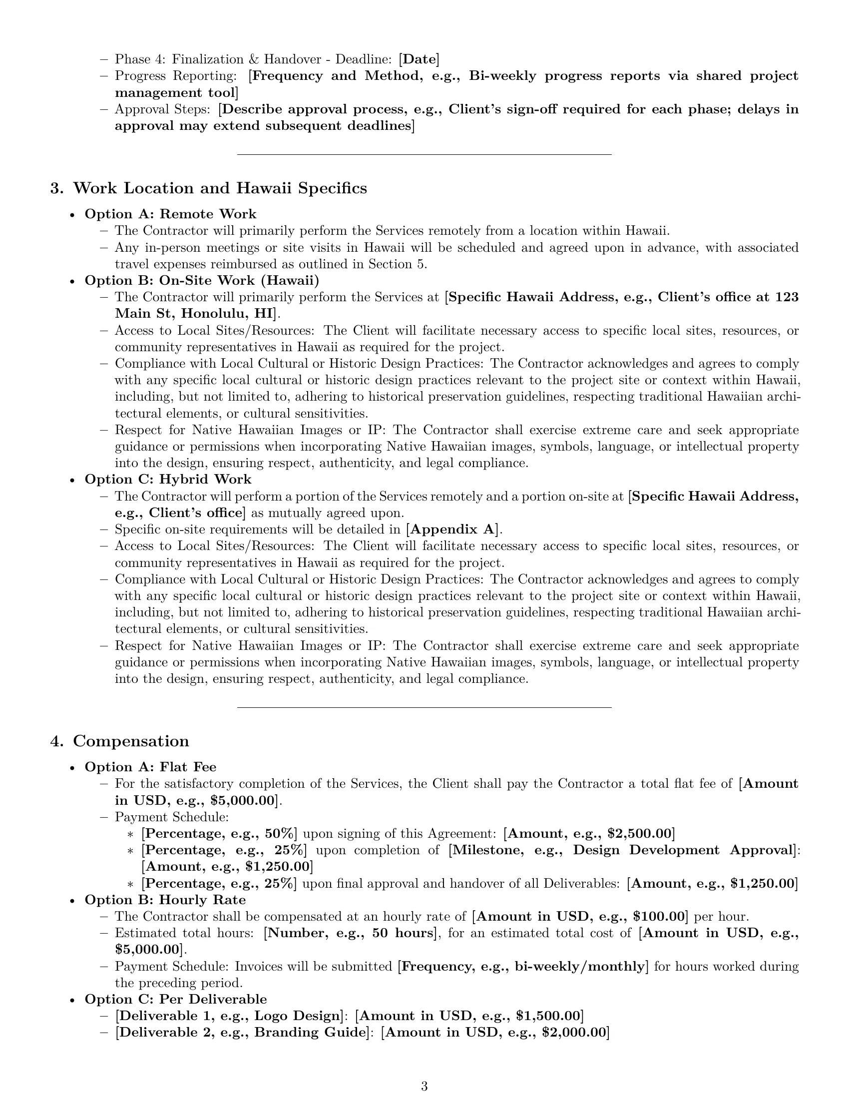 Preview page 3 of Pro Hawaii design independent contractor agreement template