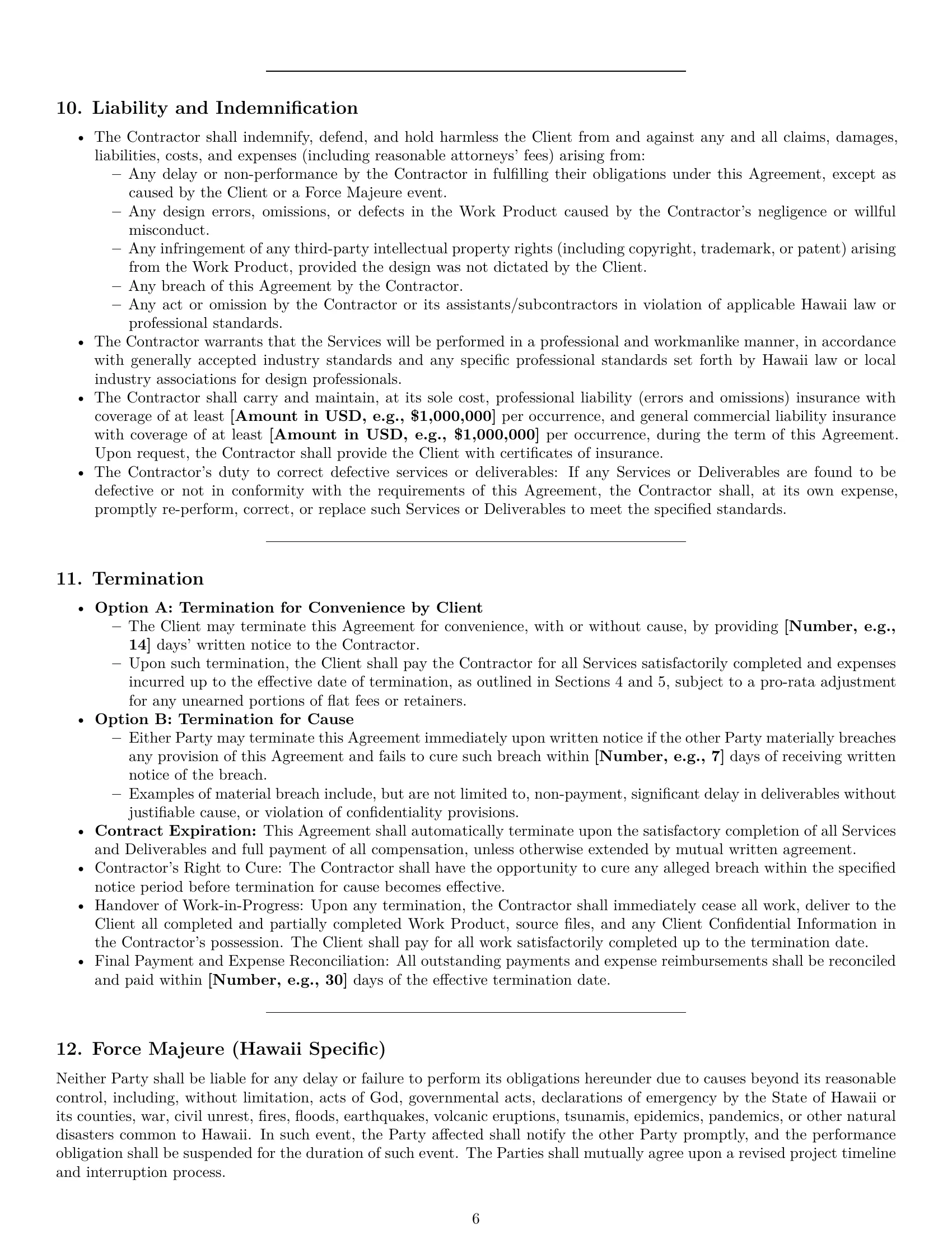 Preview page 6 of Pro Hawaii design independent contractor agreement template