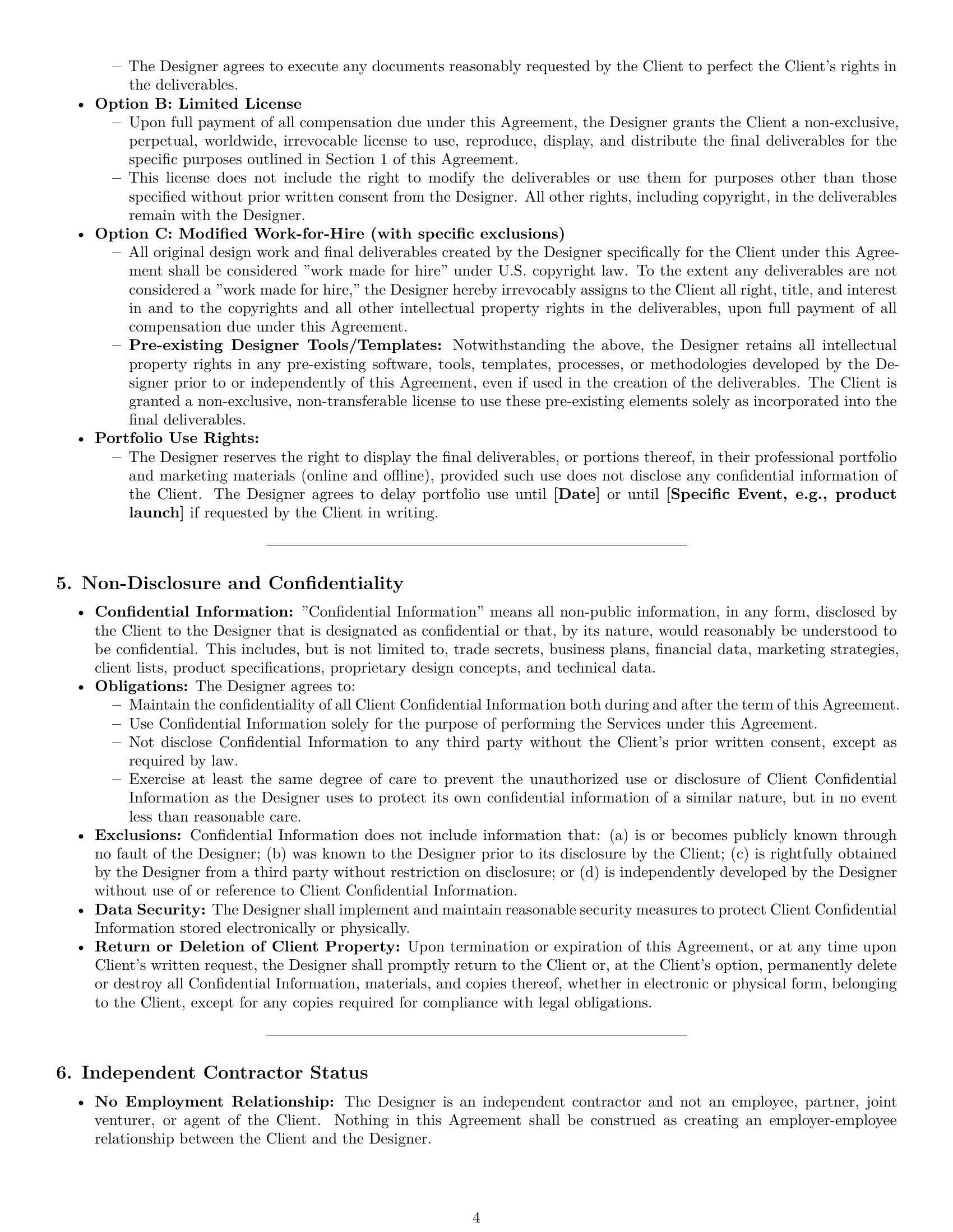 Preview page 4 of Pro Idaho design independent contractor agreement template