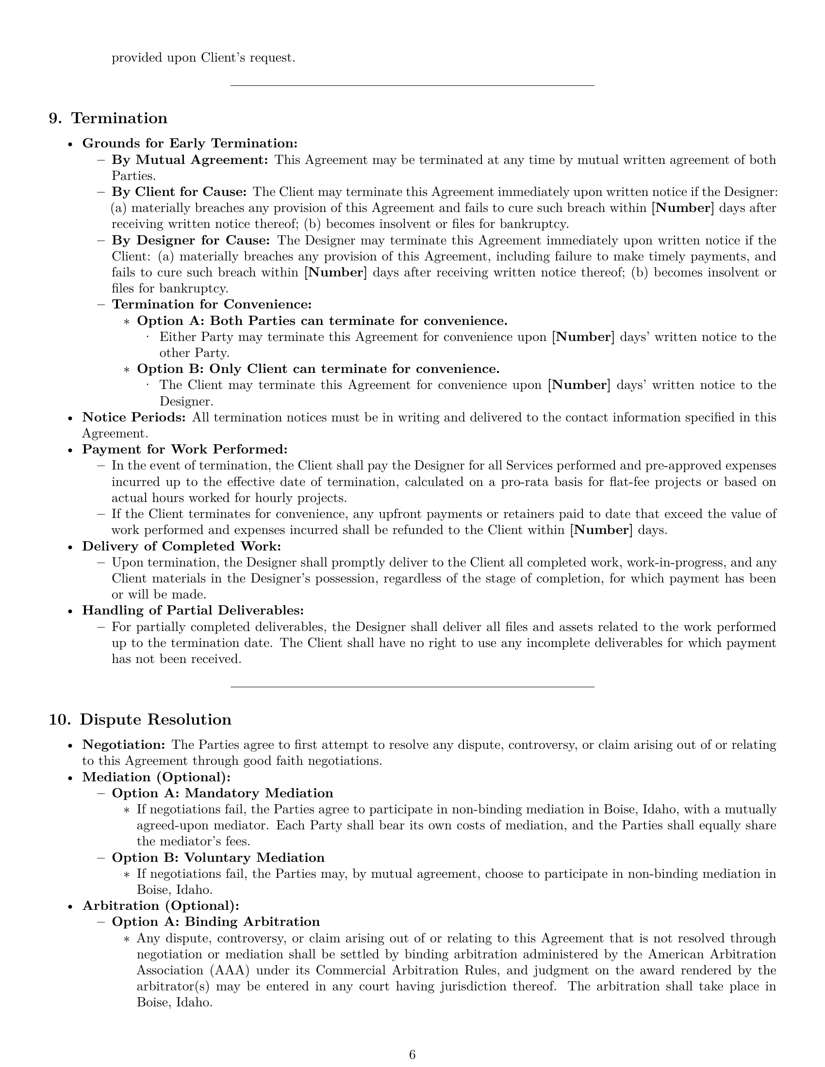 Preview page 6 of Pro Idaho design independent contractor agreement template