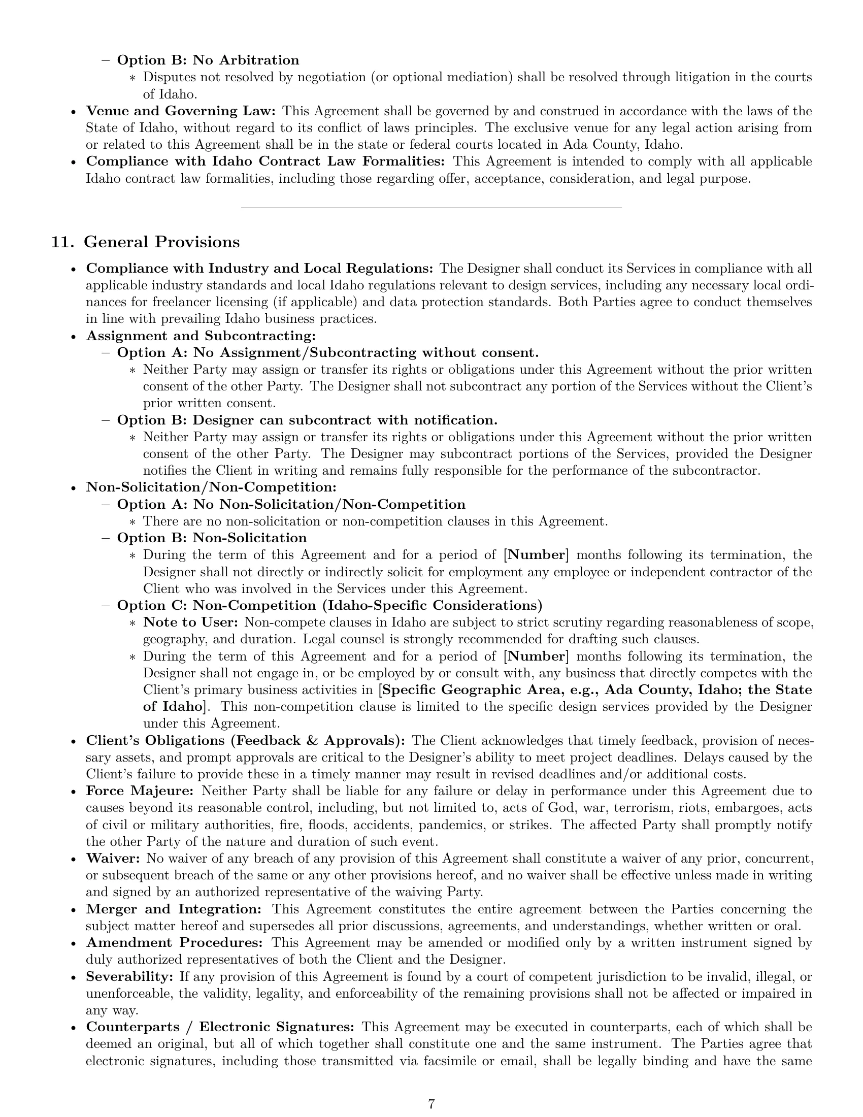 Preview page 7 of Pro Idaho design independent contractor agreement template