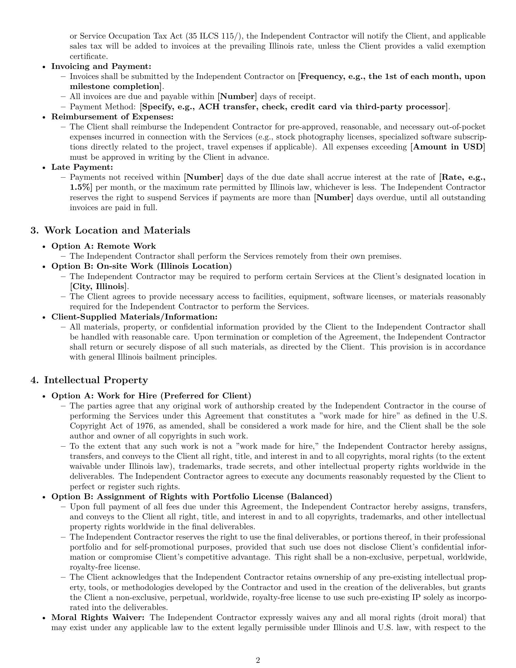 Preview page 2 of Pro Illinois design independent contractor agreement template