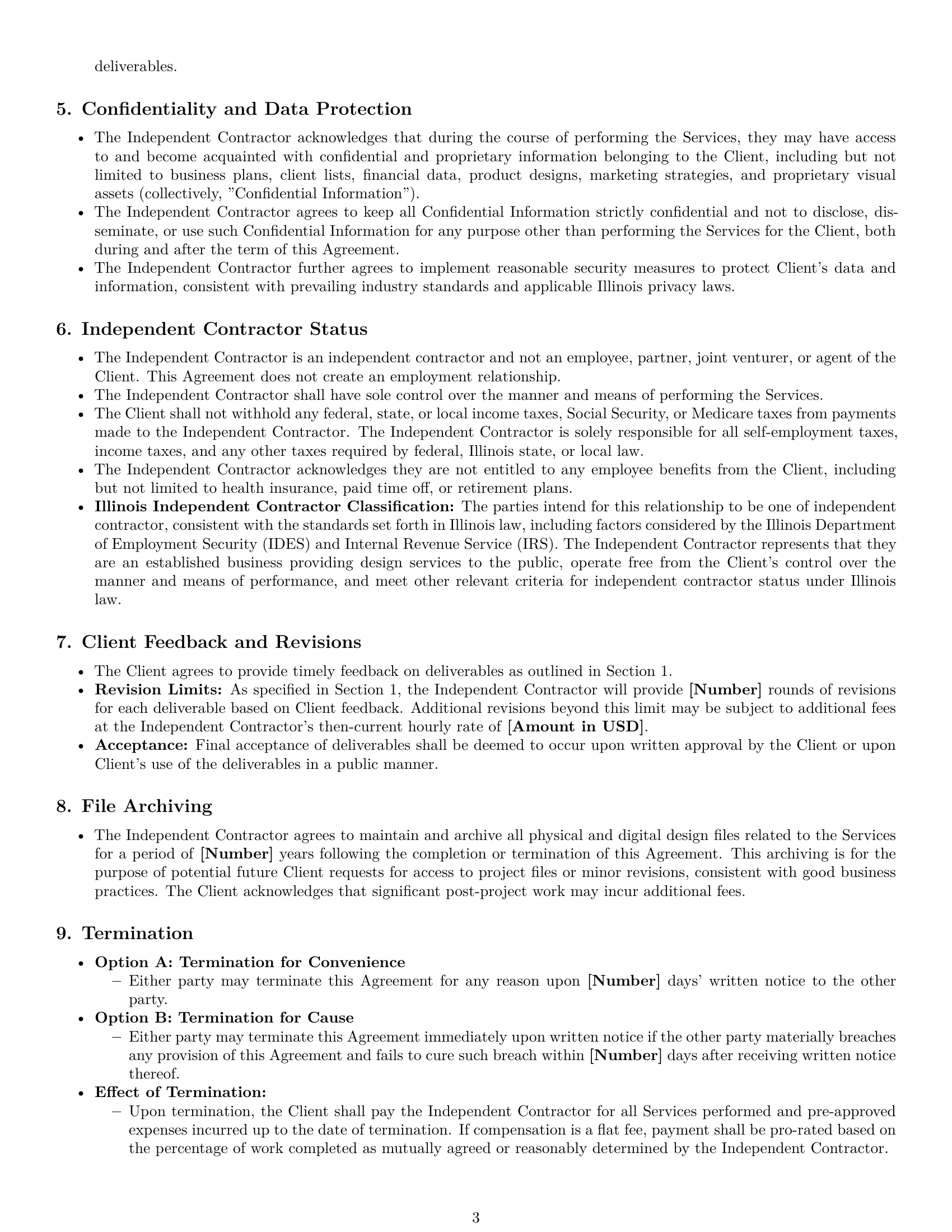 Preview page 3 of Pro Illinois design independent contractor agreement template